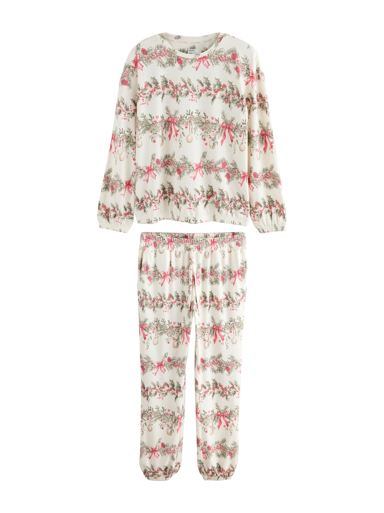 Next Pijama  verde pin / roșu deschis / alb natural