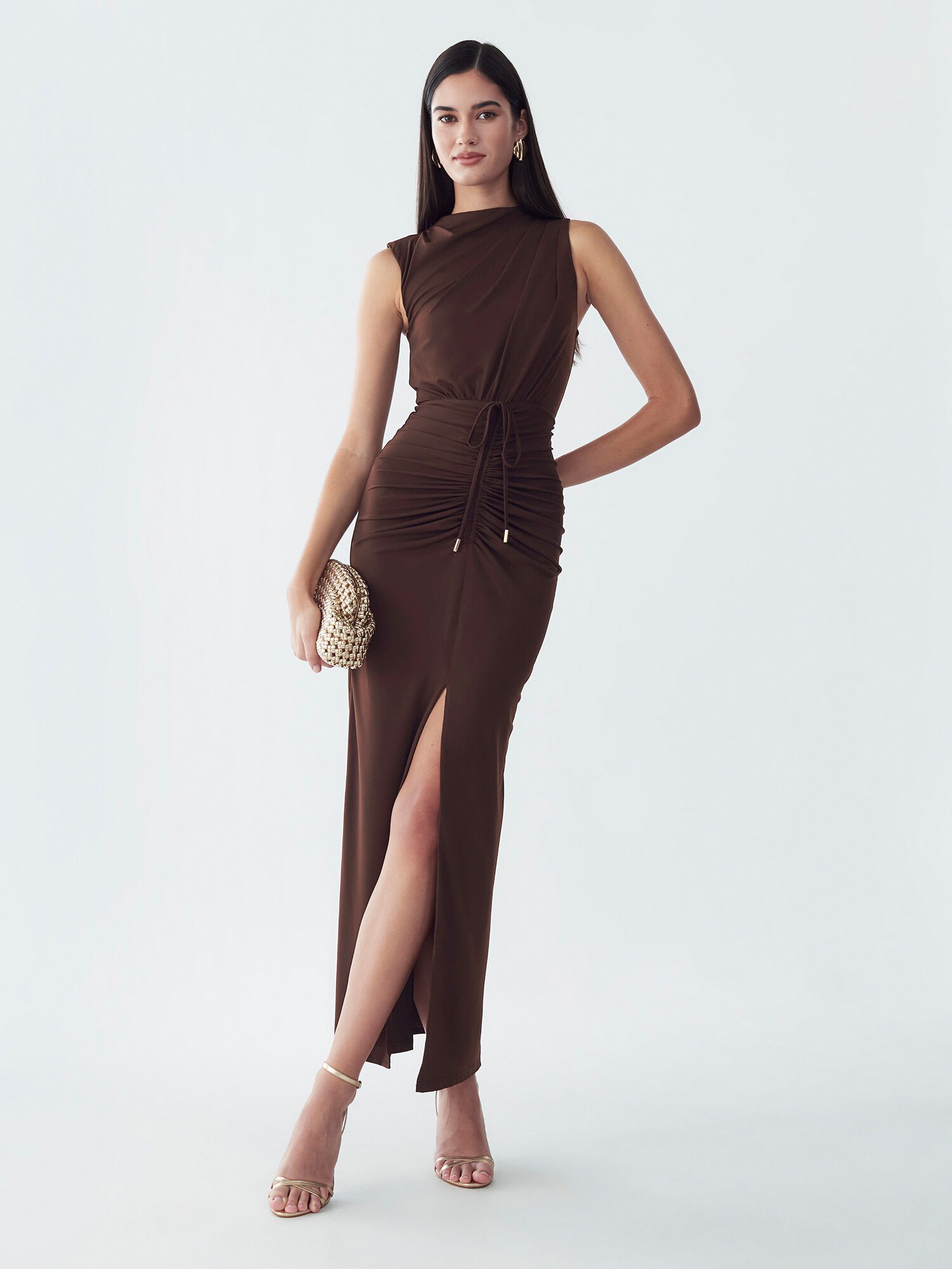 BWLDR Rochie de seară Flora maro închis