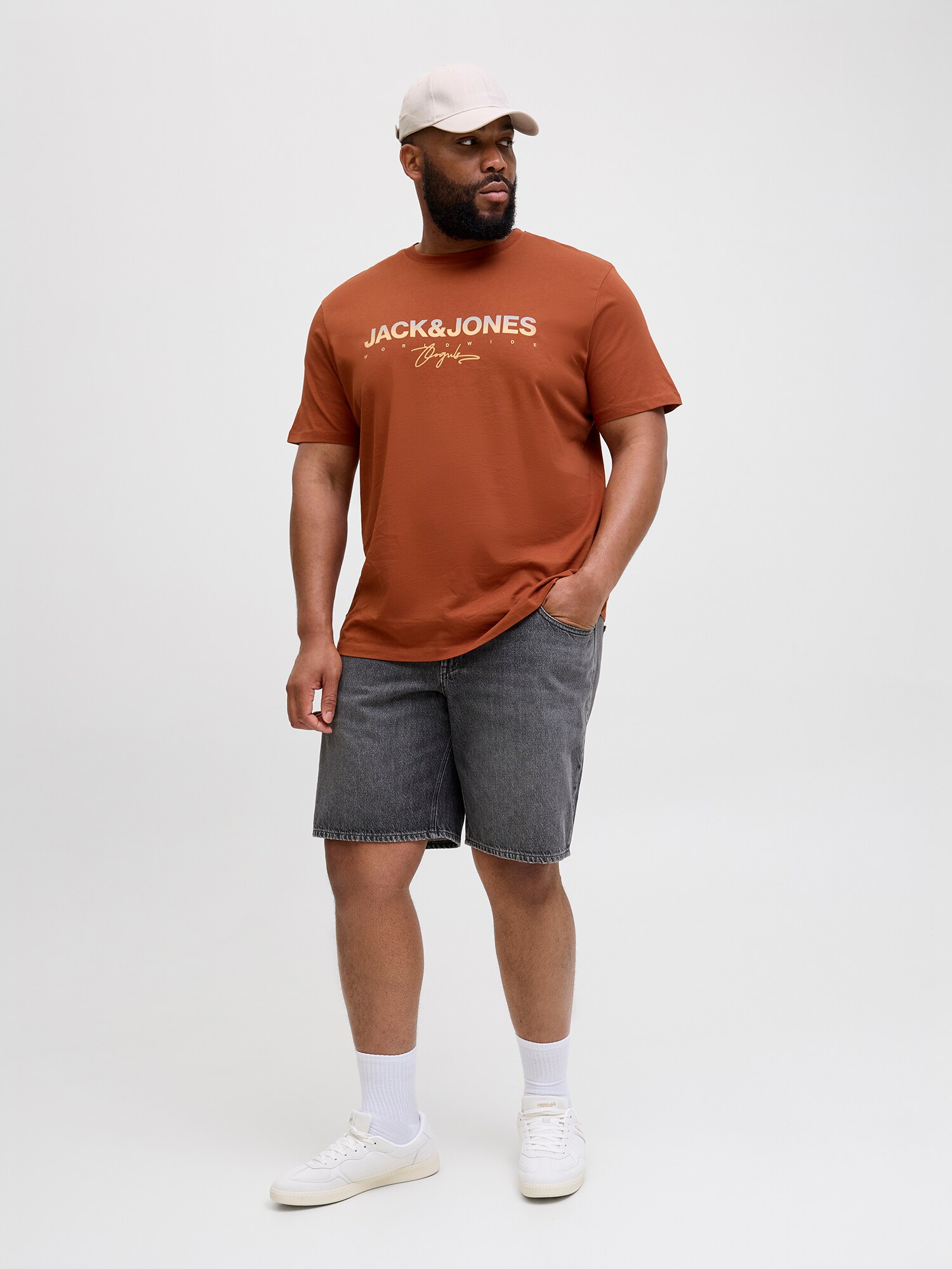 Jack & Jones Plus Tričko 'JORCANGGU' krémová / hrdzavohnedá / žltá (obrázok 4)