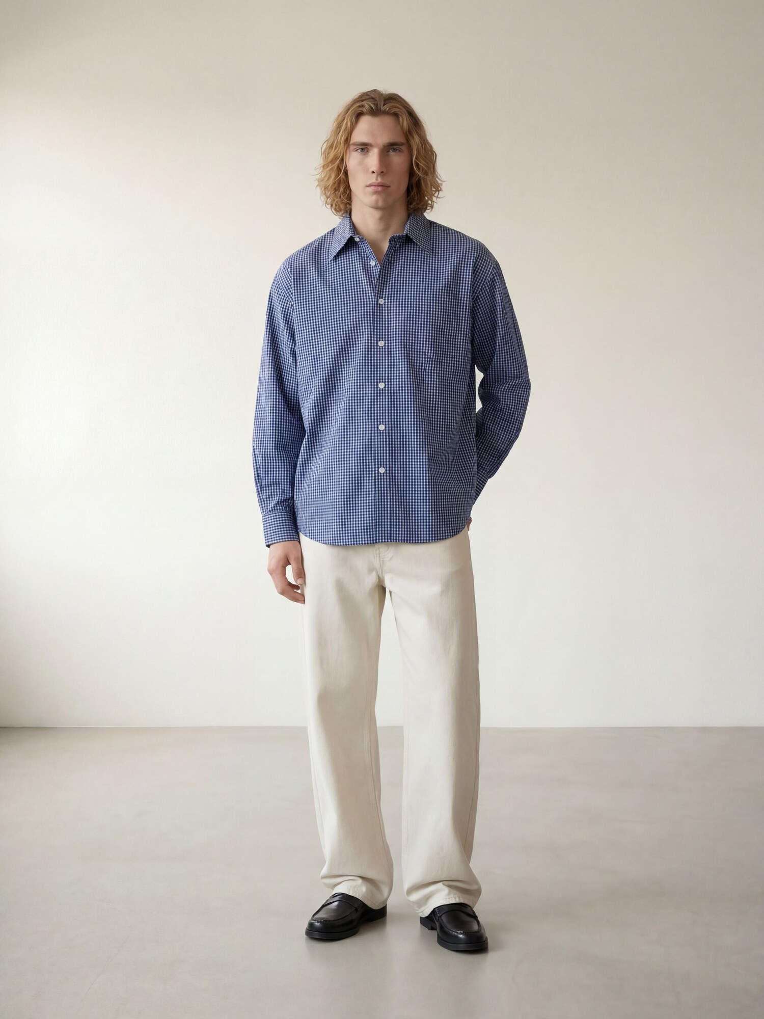 ARMIE Košulja 'The Carl Blue Check Loose Shirt' plava