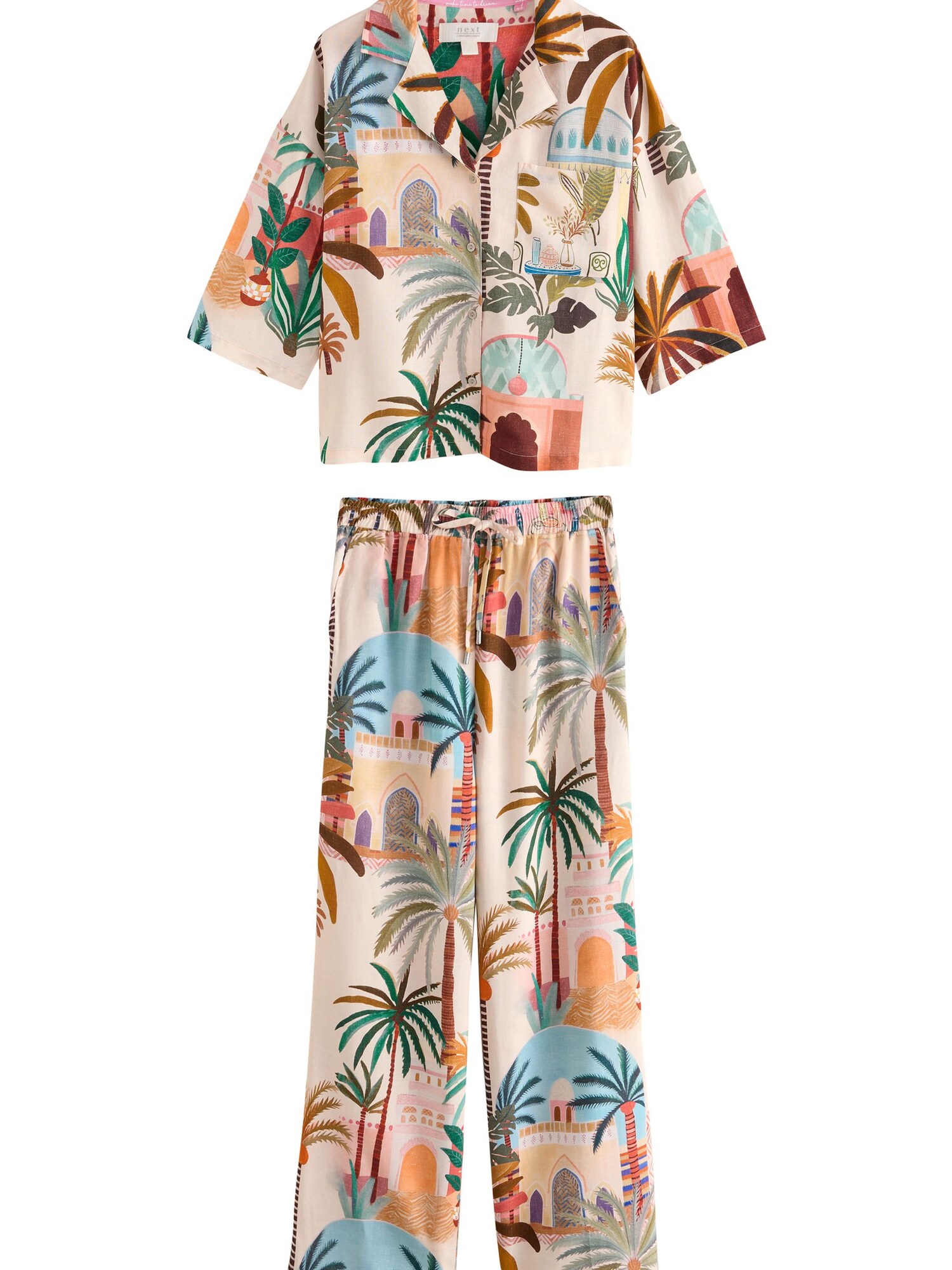 Next Pijama  azur / maro / maro ruginiu / mov vânătă / roz