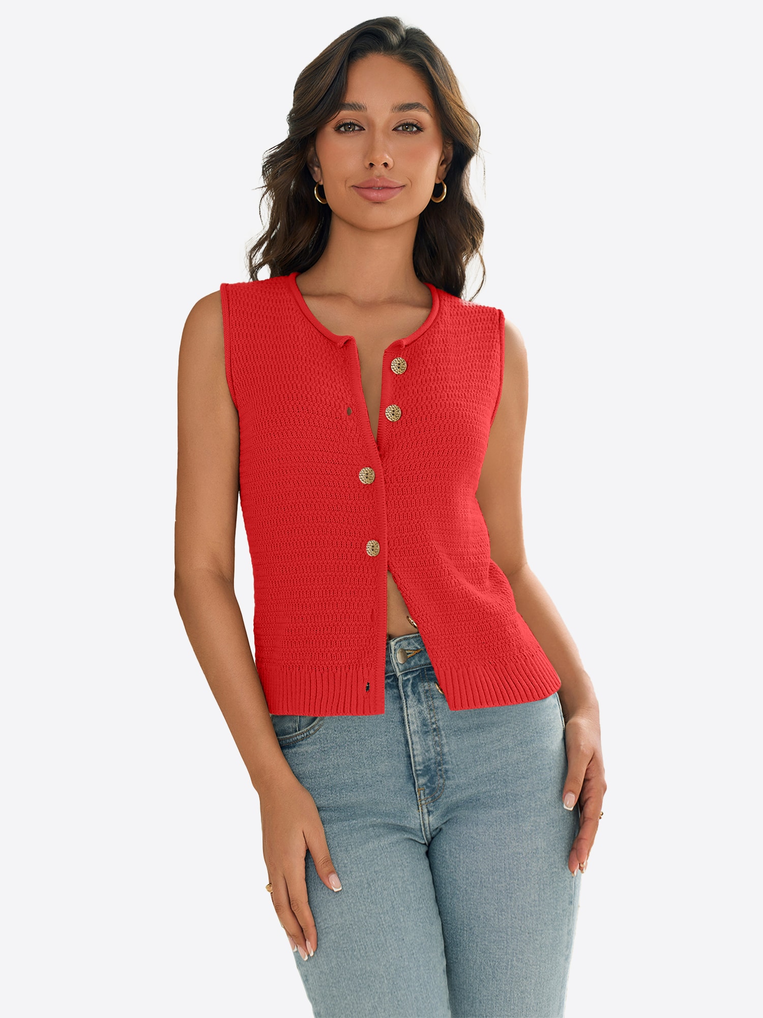 Imily Bela Chaleco de punto rojo