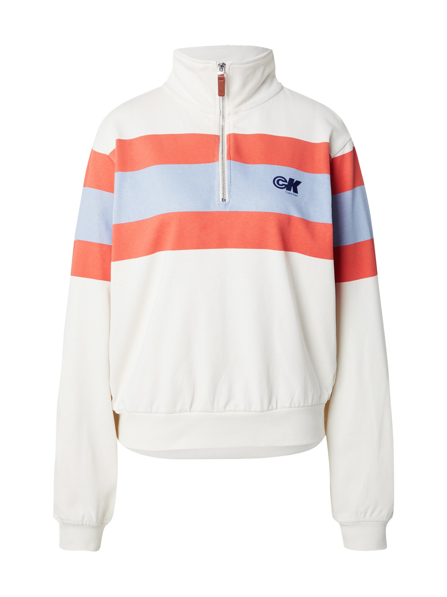 Calvin Klein Jeans Bluză de molton RUGBY  albastru deschis / portocaliu / alb