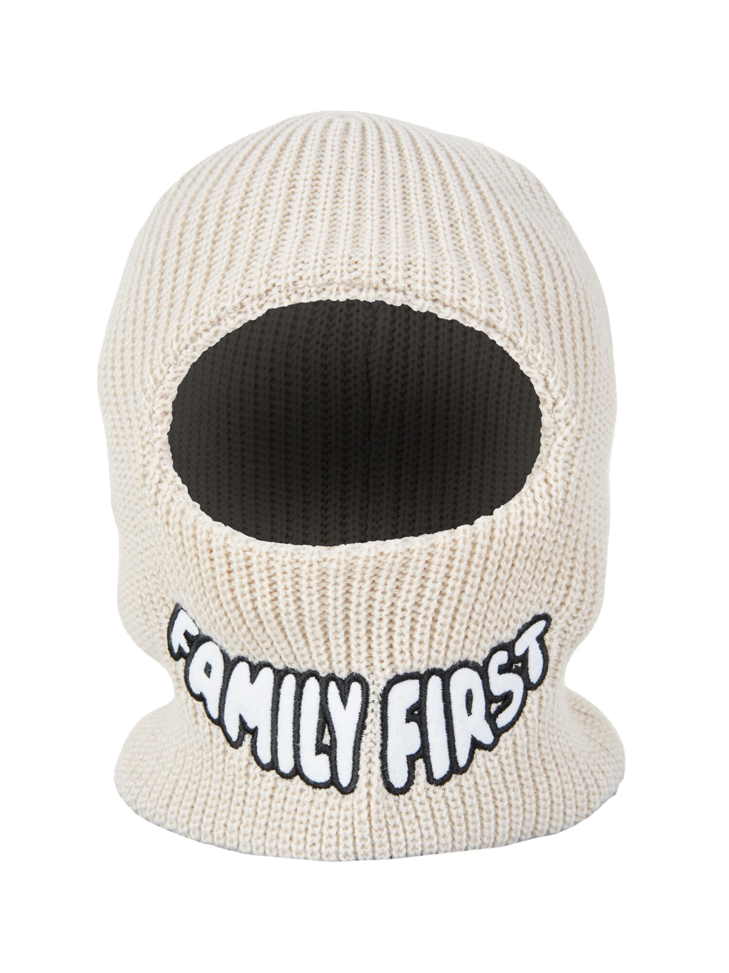 FAMILY 1ST FAMILY 4EVER Megzta kepurė 'Big Smile Balaclava' balkšva
