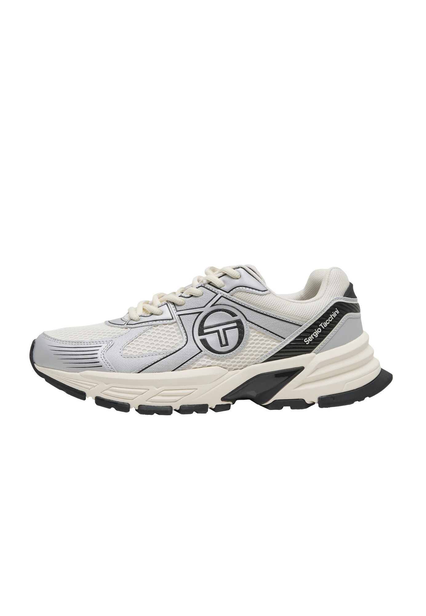 Sergio Tacchini Nízke tenisky 'Imperia'  čierna / strieborná / perlovo biela