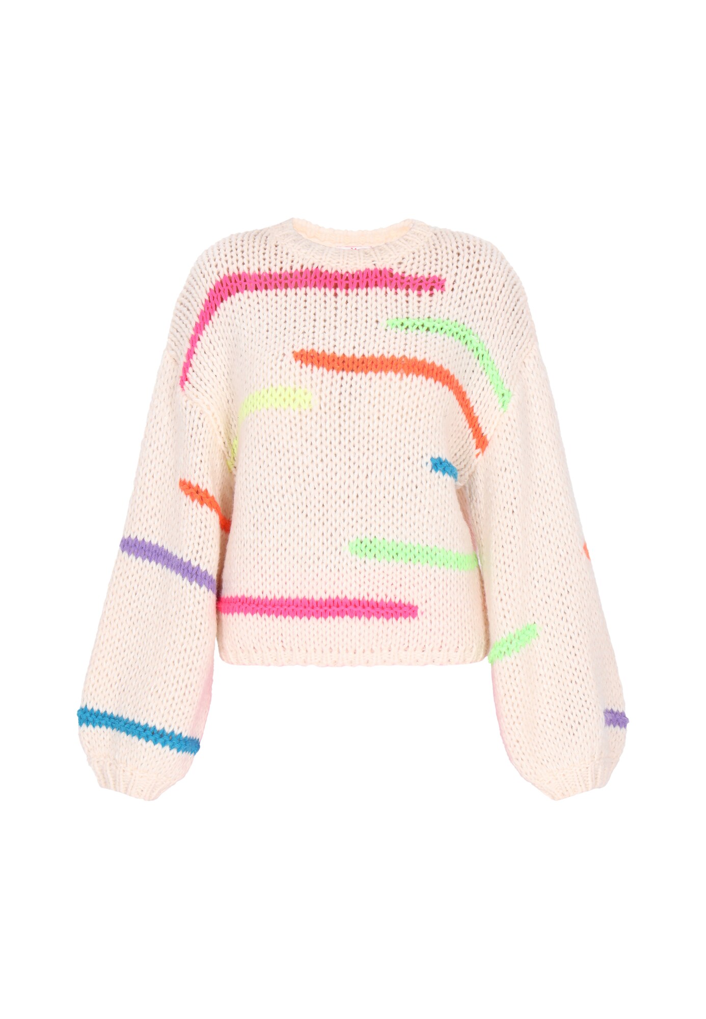 MYMO Pulover  galben deschis / verde deschis / portocaliu închis / alb lână