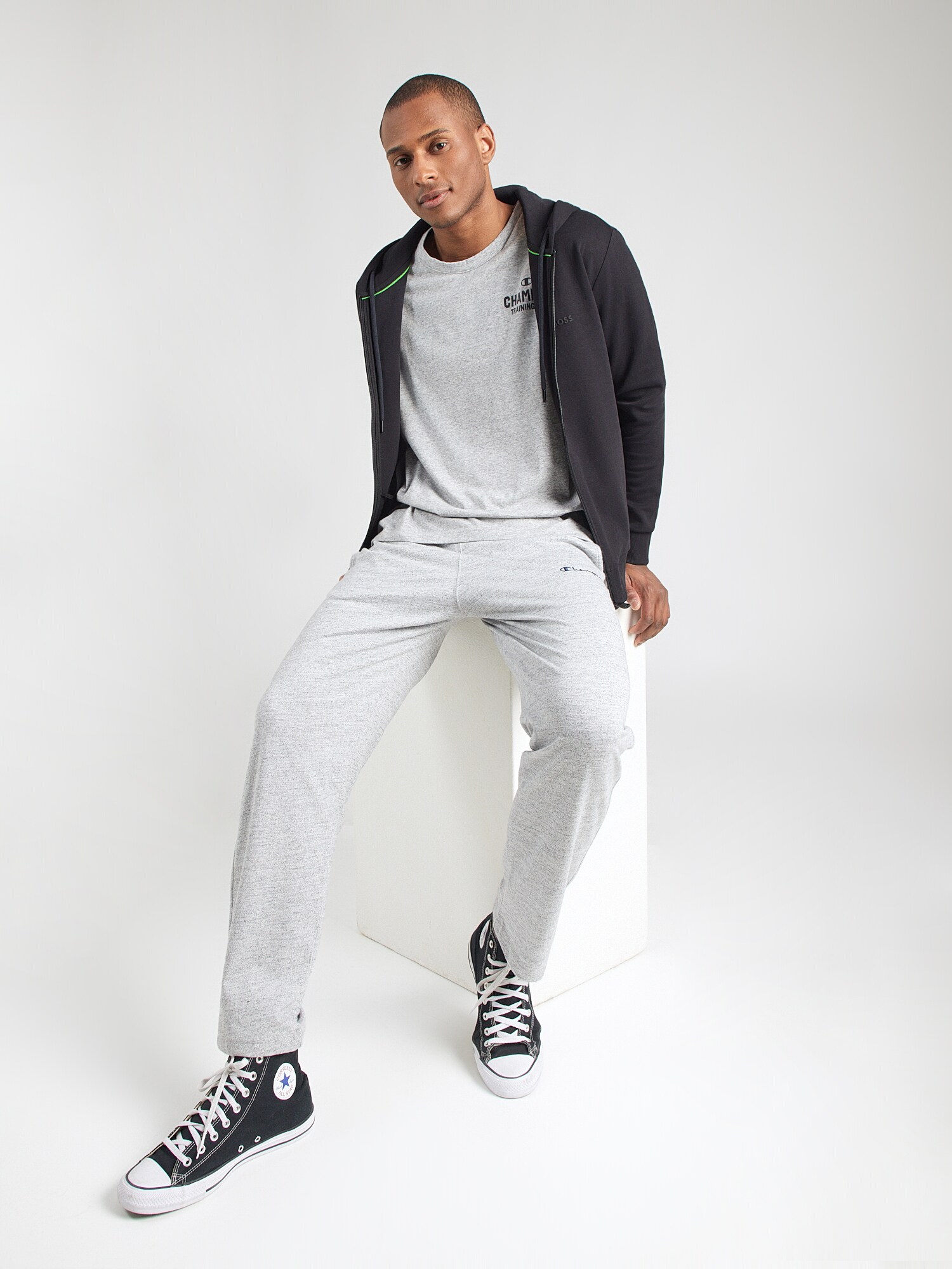 Champion Camiseta gris claro / negro – imagen 3