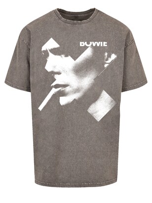 F4NT4STIC Shirt ‘David Bowie Smoke’ Stone grey / Wit