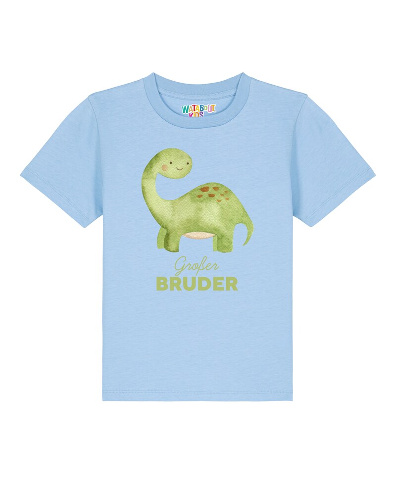 watabout.kids T-Shirt 'Dinosaurier 04 Großer Bruder' Jungen Größe 134/146 hellblau