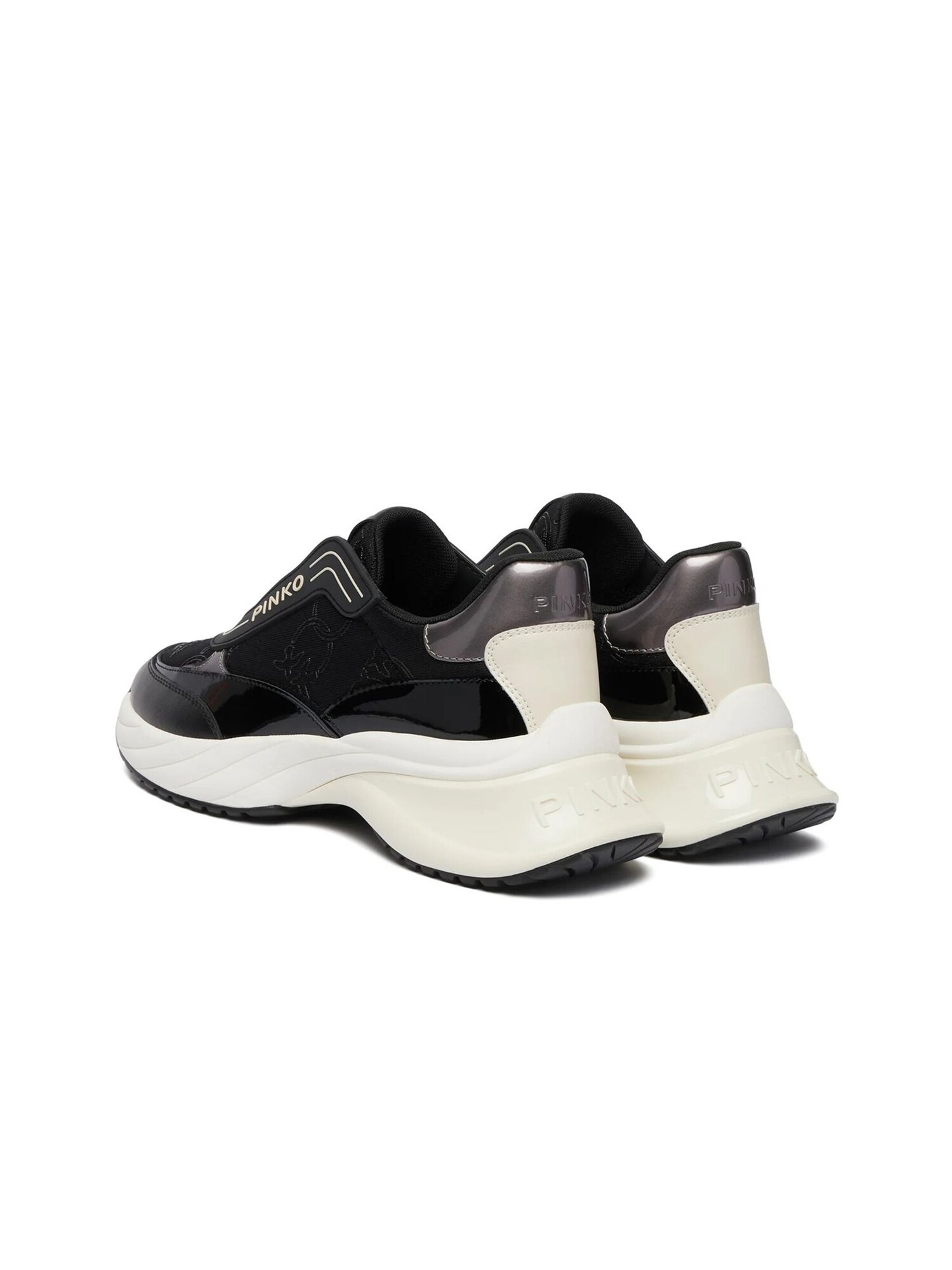 PINKO Zapatillas deportivas bajas 'Ariel 19 - Sneaker Calf Leather/Patent/Monogram Net'  negro – imagen 3