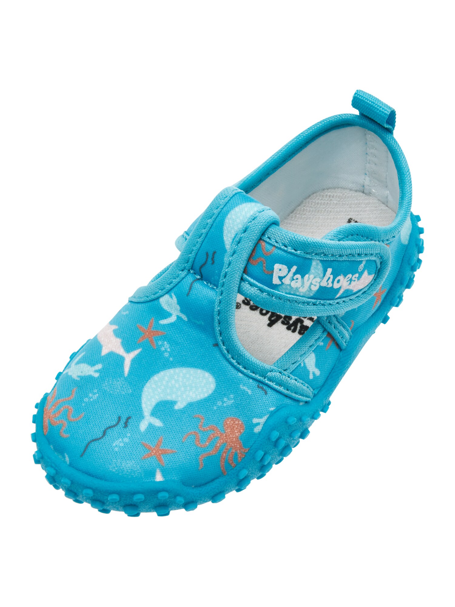 PLAYSHOES Plážové / kúpacie topánky 'Meerestiere'  tyrkysová / oranžová / biela