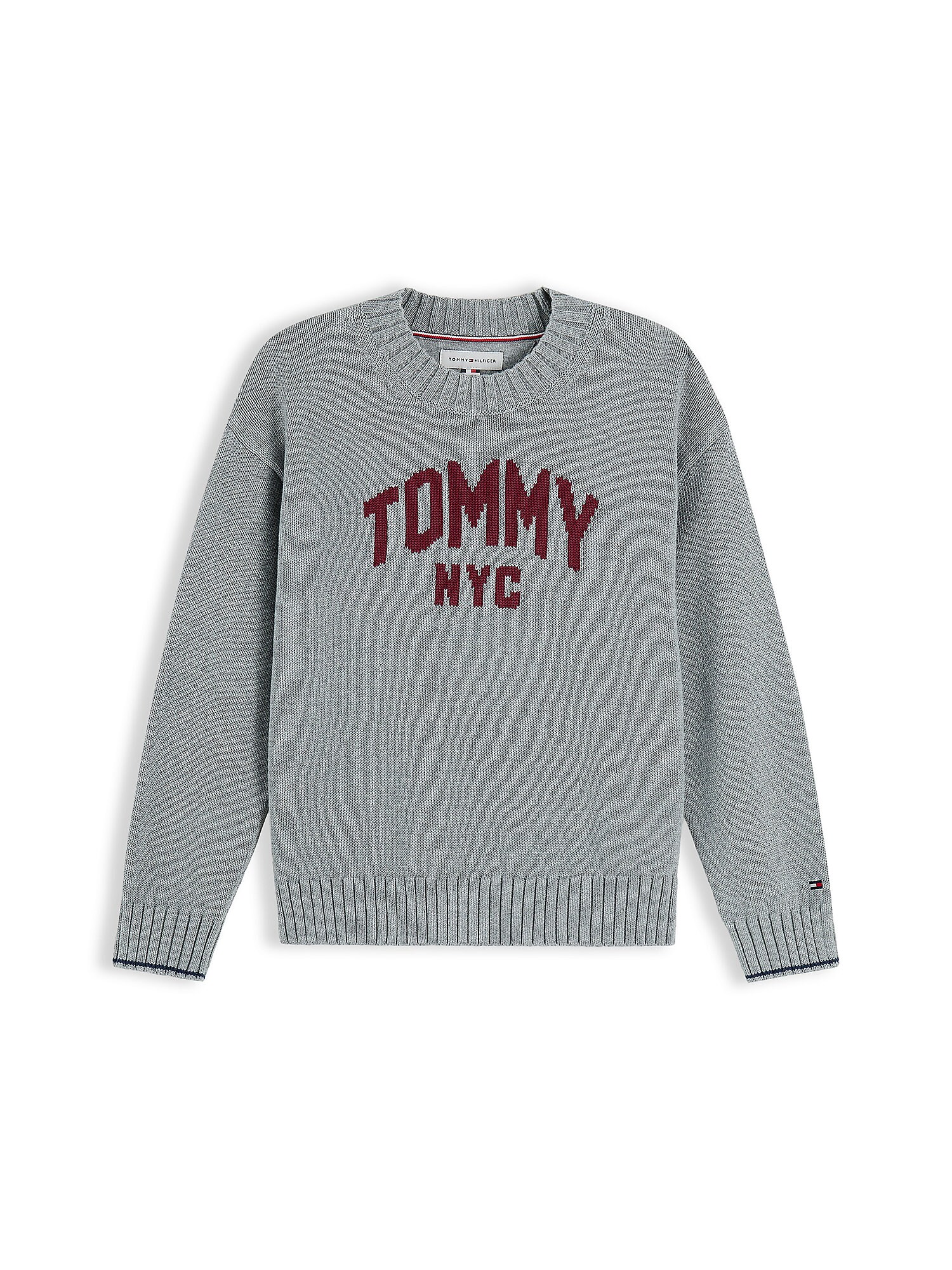 TOMMY HILFIGER Pulover gri / roşu închis