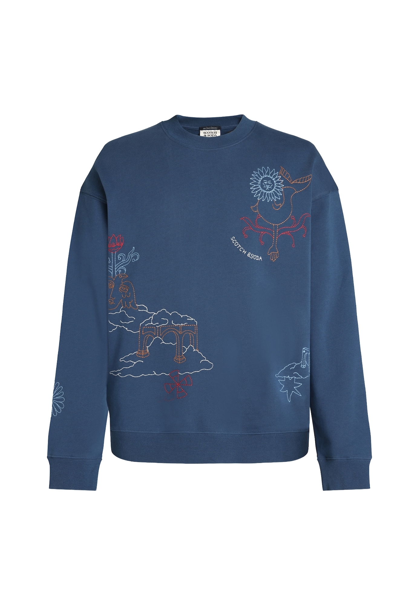 SCOTCH & SODA Bluză de molton bleumarin / albastru deschis / portocaliu mandarină / roșu
