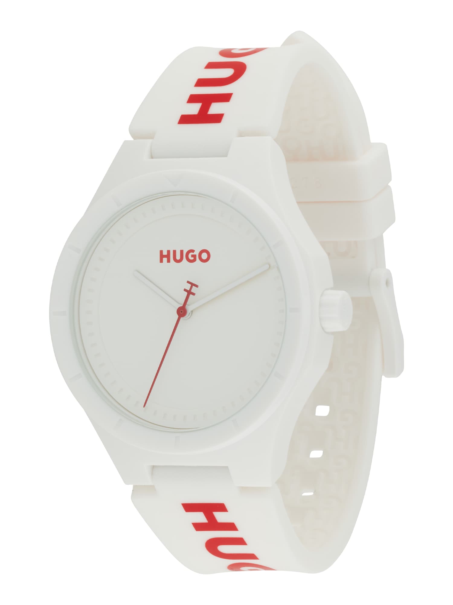 HUGO Red Аналогов часовник '#LIT FOR HIM'  червено / бяло