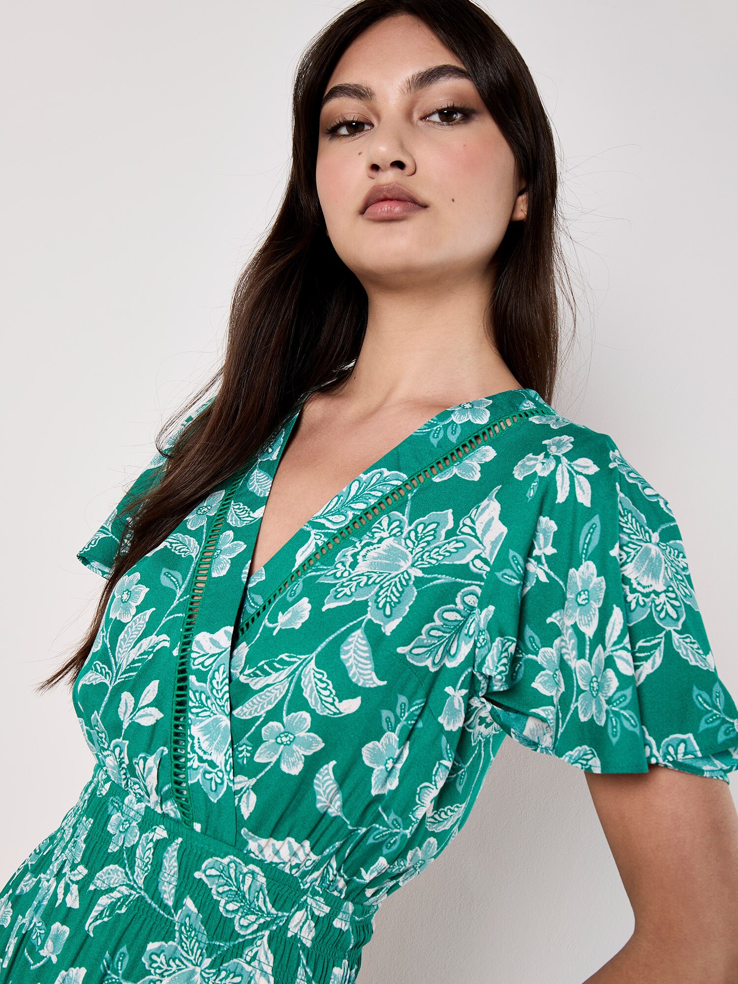 Thumbnail - Apricot Sarasa Floral Wrap Mini Dress