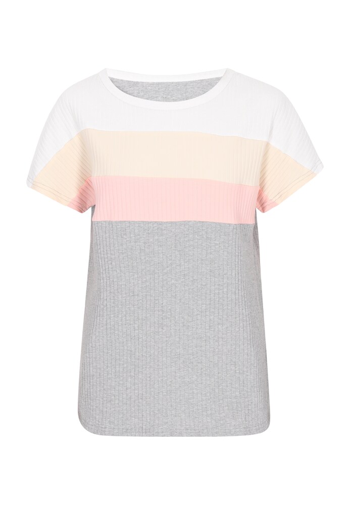 usha BLUE LABEL Shirt Damen Größe L hellgelb / graumeliert / rosa / weiß