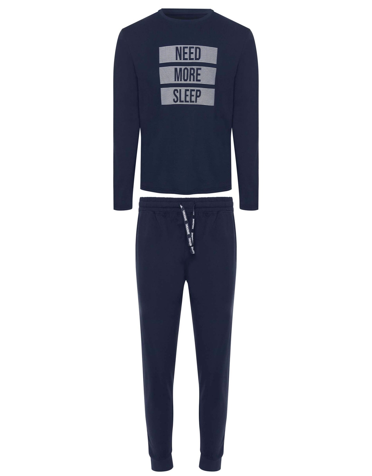 Threadbare Pijama Lunga 'donis'  Bleumarin / Alb