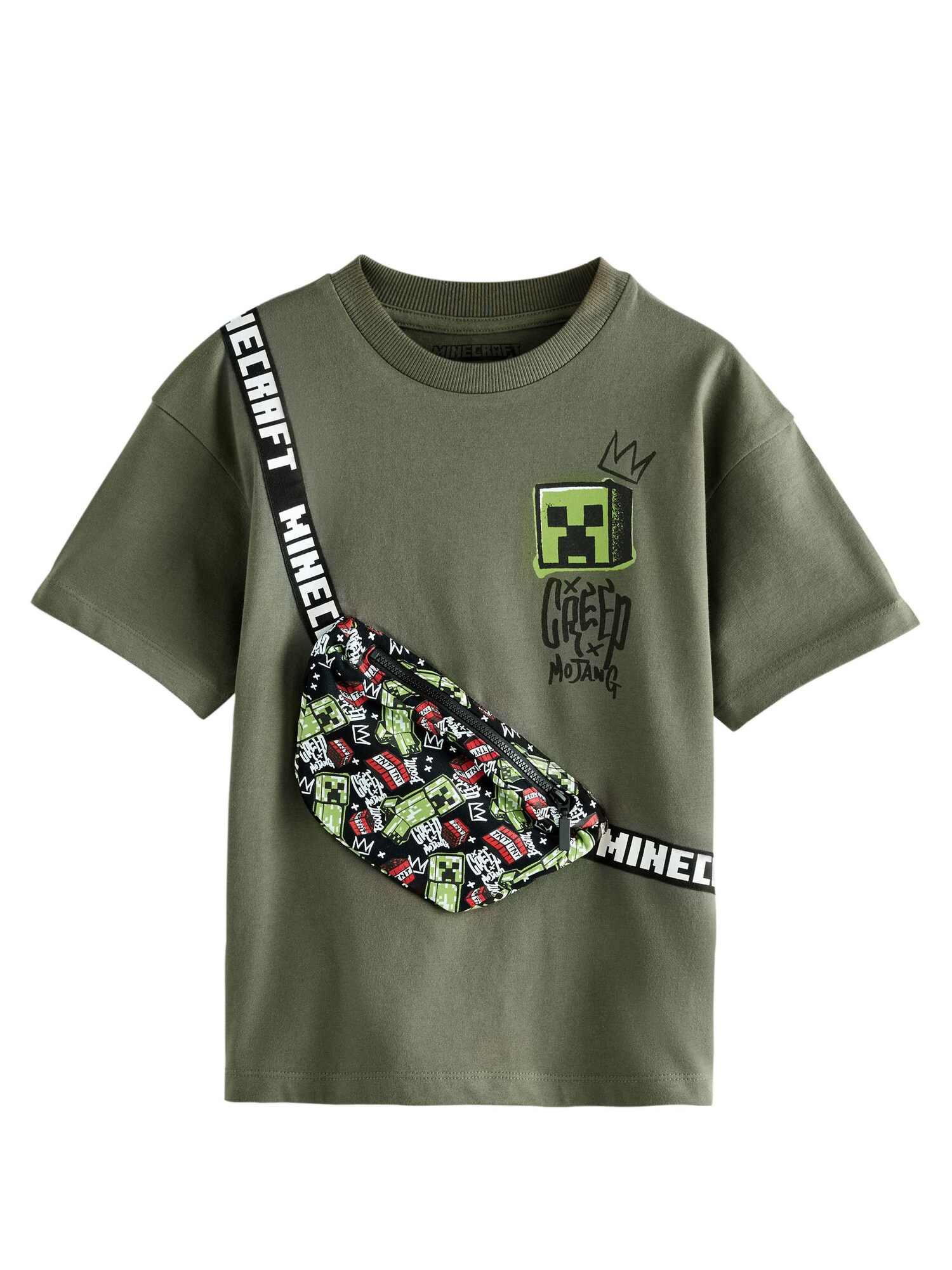 Next Tricou  kaki / verde măr / negru