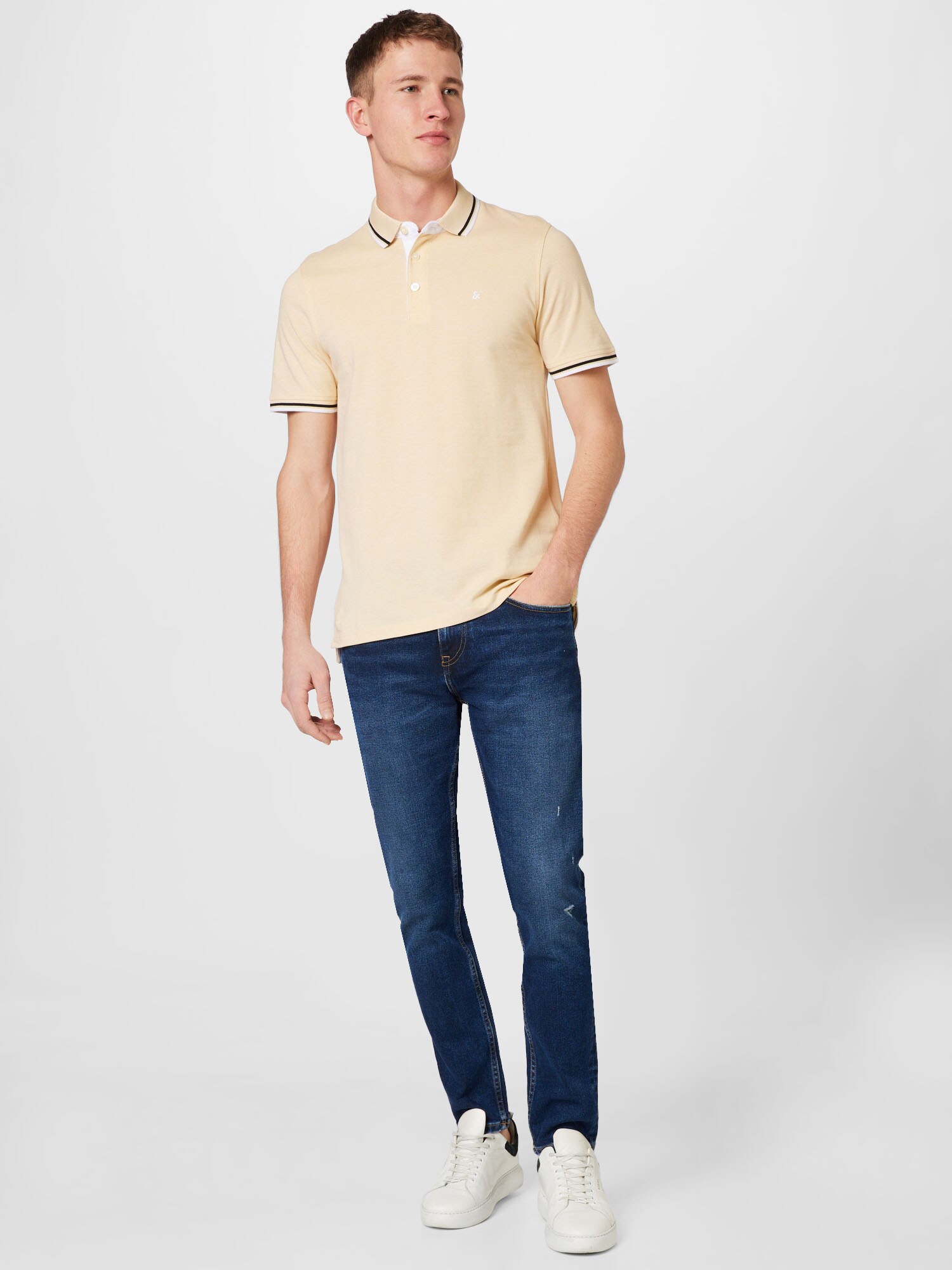 JACK & JONES Tričko 'Paulos' svetložltá / čierna / biela (obrázok 4)