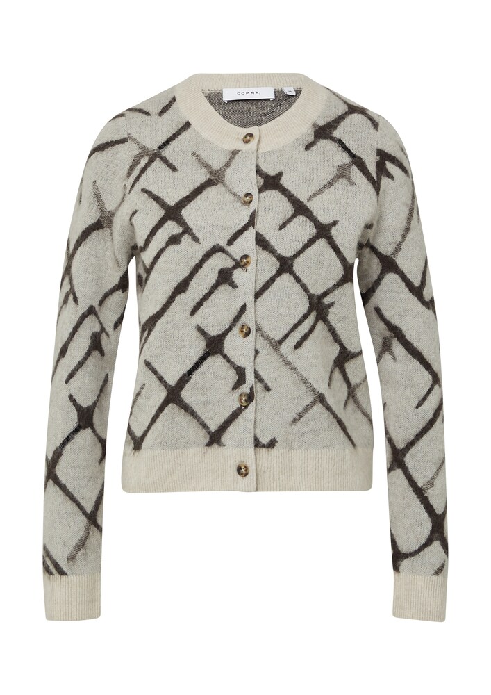 COMMA Strickjacke Damen Größe XXS beige / schwarz