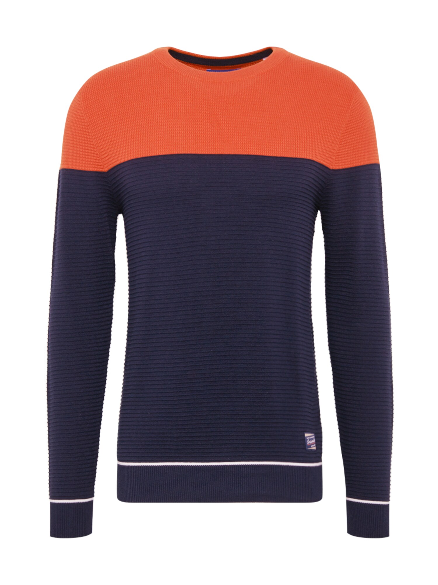 JACK & JONES Megztinis 'JORBREAK'  tamsiai mėlyna / oranžinė / balta