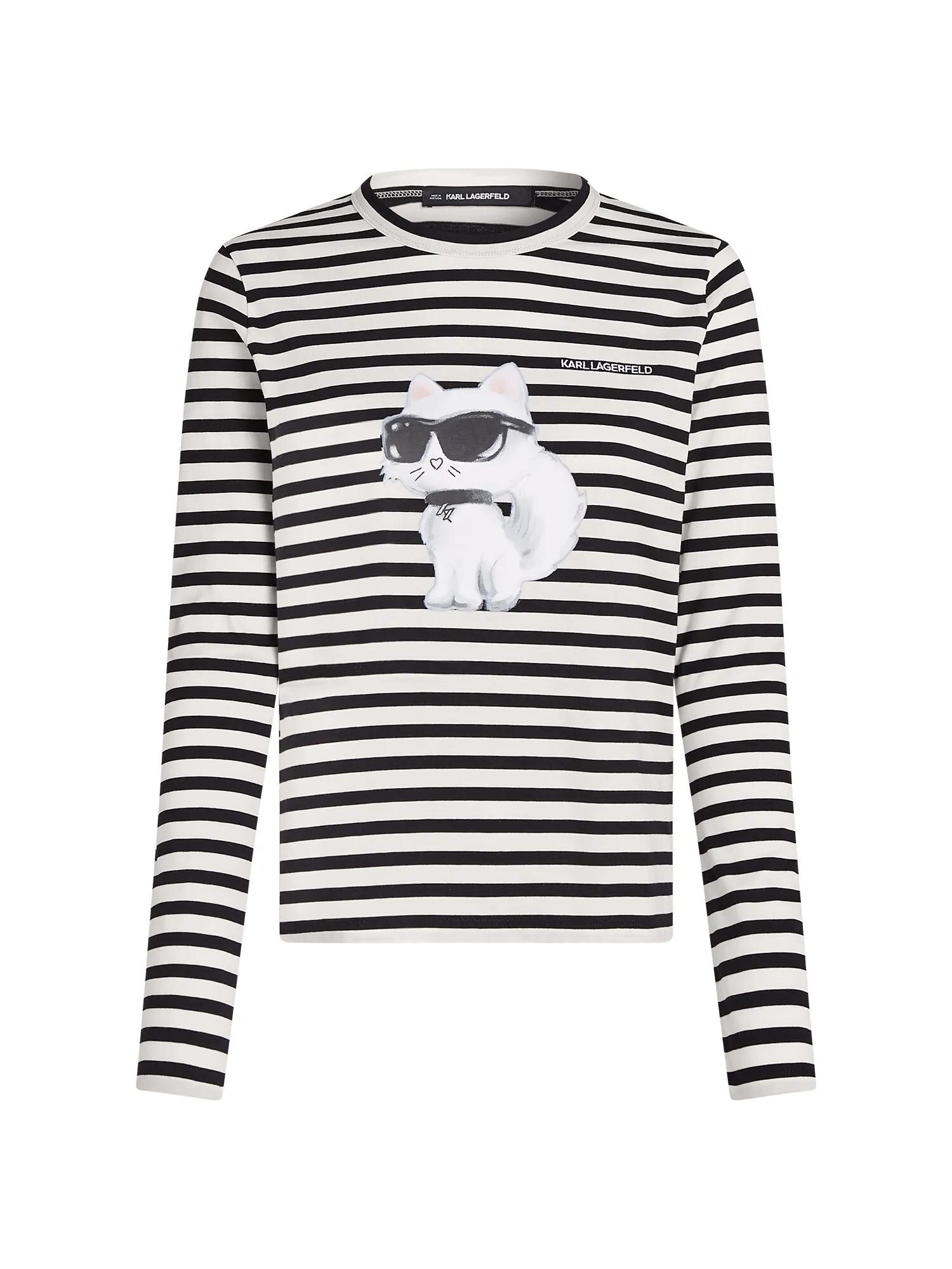 Karl Lagerfeld Tricou 'Ikon'  negru / alb
