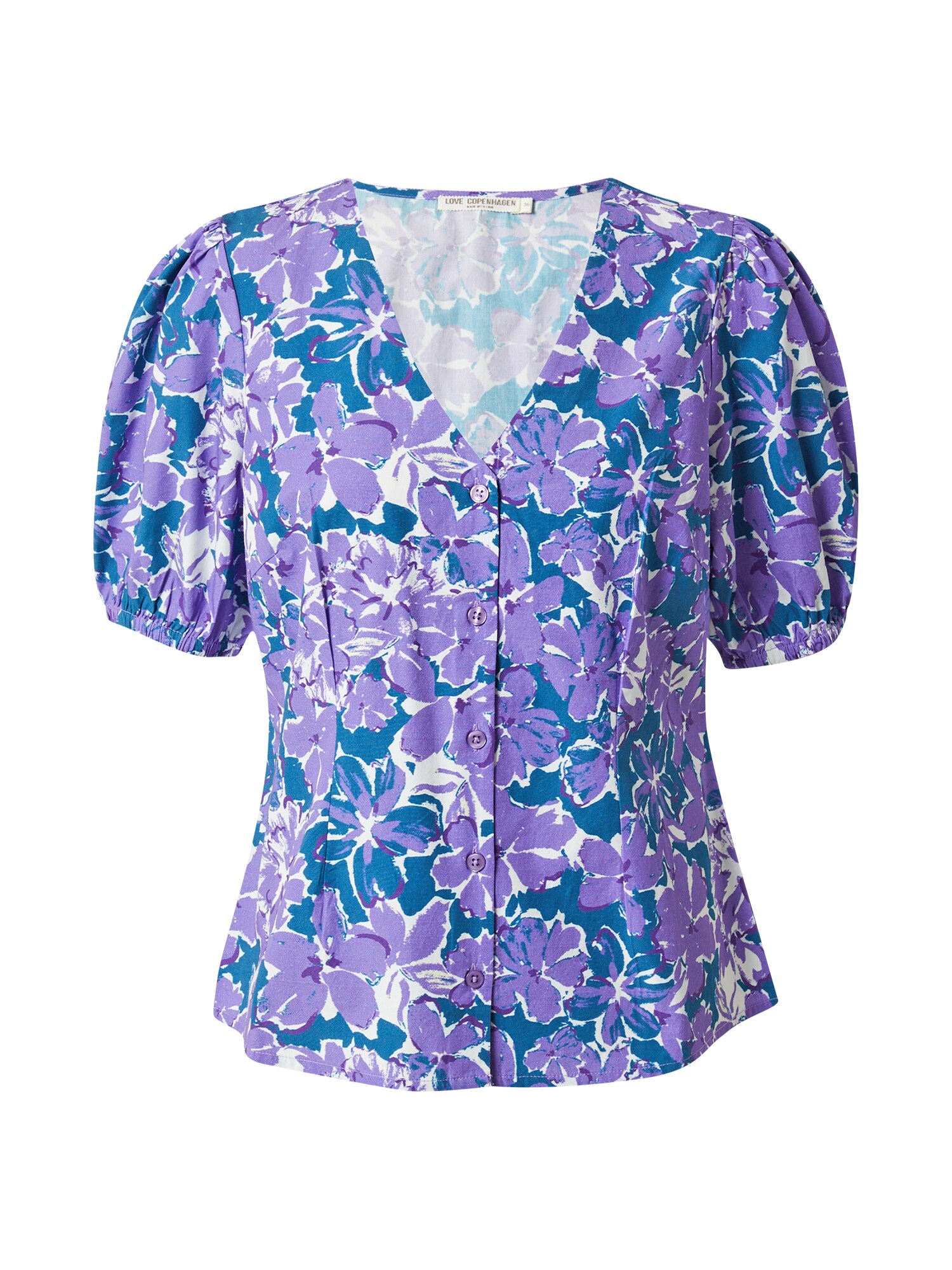 Love Copenhagen Blusa 'Kala'  petróleo / roxo claro / roxo escuro / branco