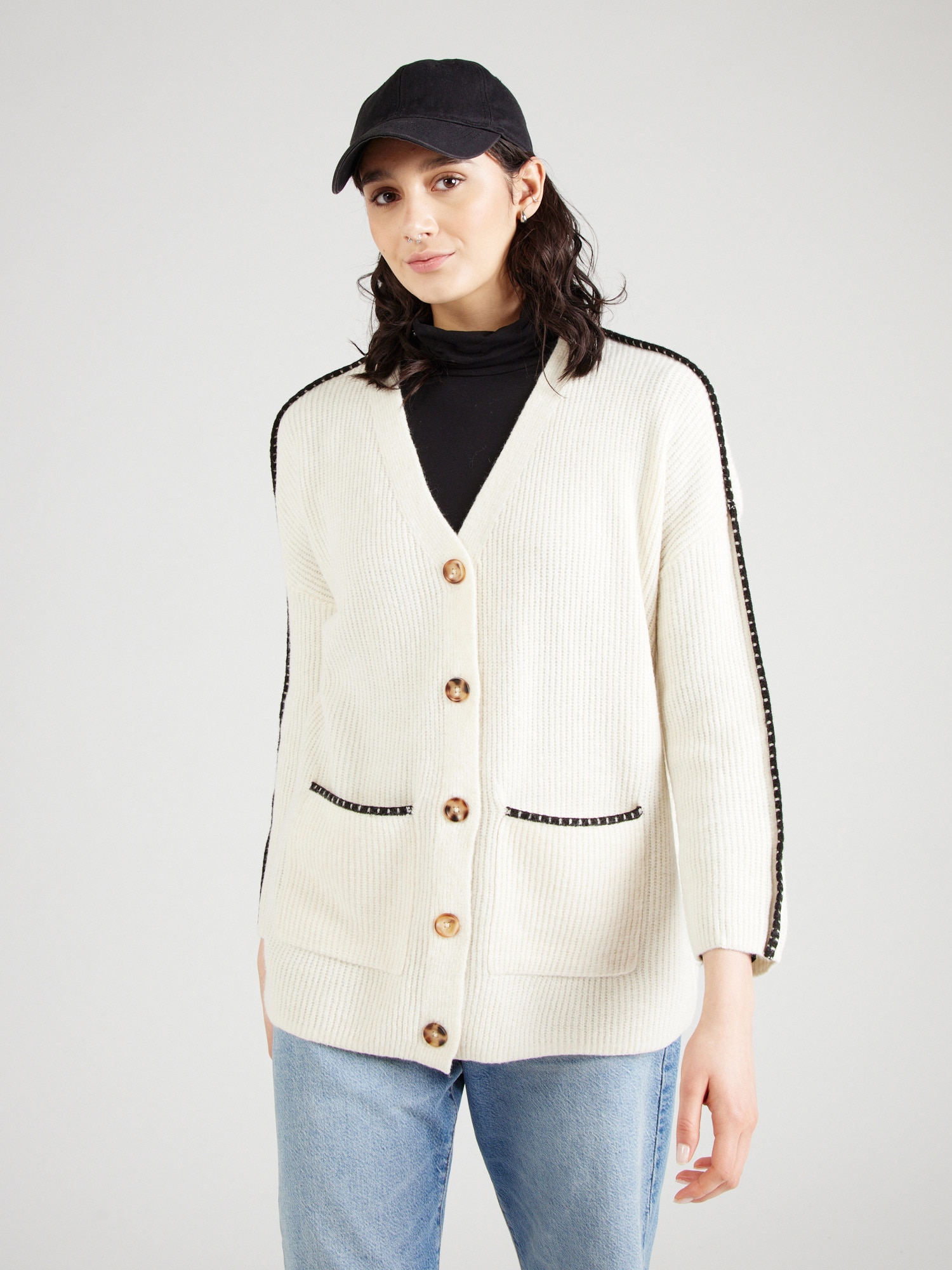 VERO MODA Kardigán 'VMZora'  bézs / fekete termék 2. képe