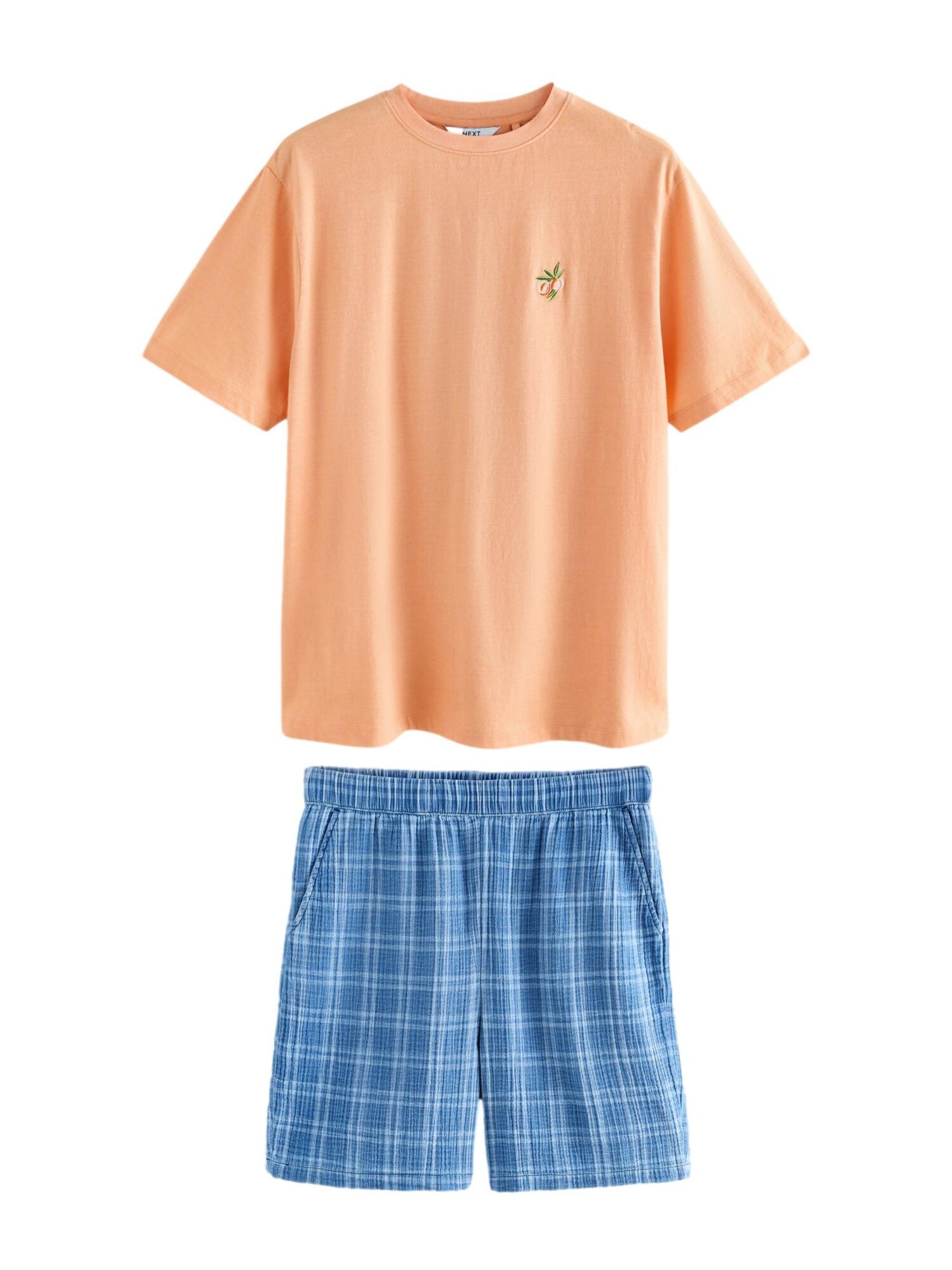Next Pijama scurtă  albastru / albastru pastel / verde / portocaliu somon