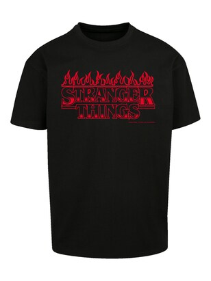 F4NT4STIC Shirt ‘Stranger Things Flames Netflix TV Series’ Rood / Zwart