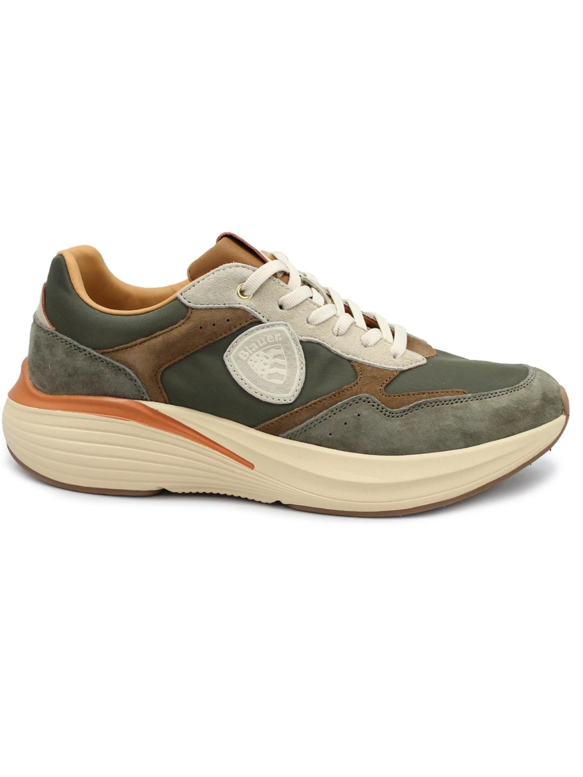 BlauerUSA Låg sneaker 'BLAUER LANDER02 NYS military brown scarpe uomo sneakers lacci camoscio tessuto' herr
