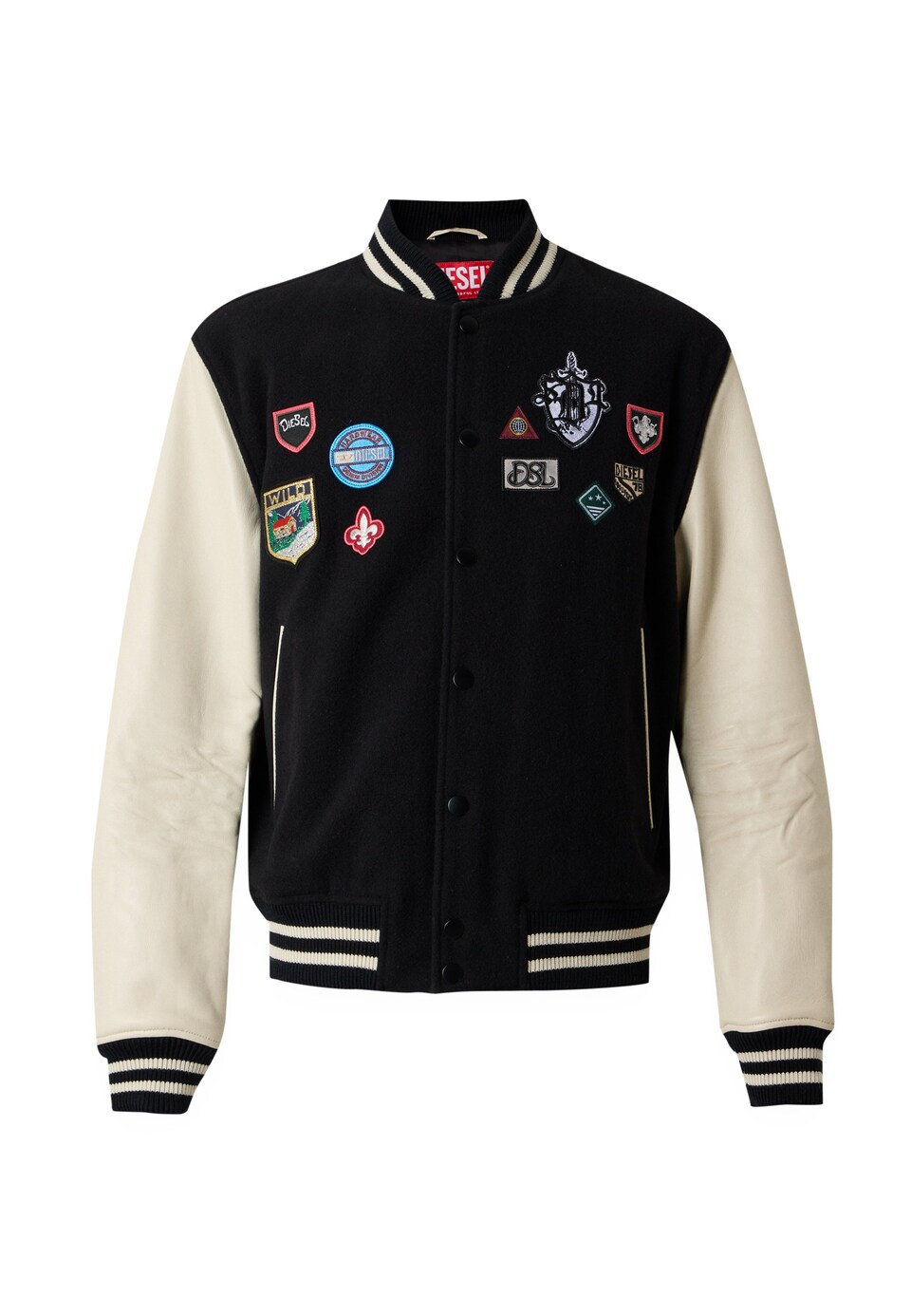Övergångsjacka 'L-ARRY-PATCH' ljusbeige / blå / röd