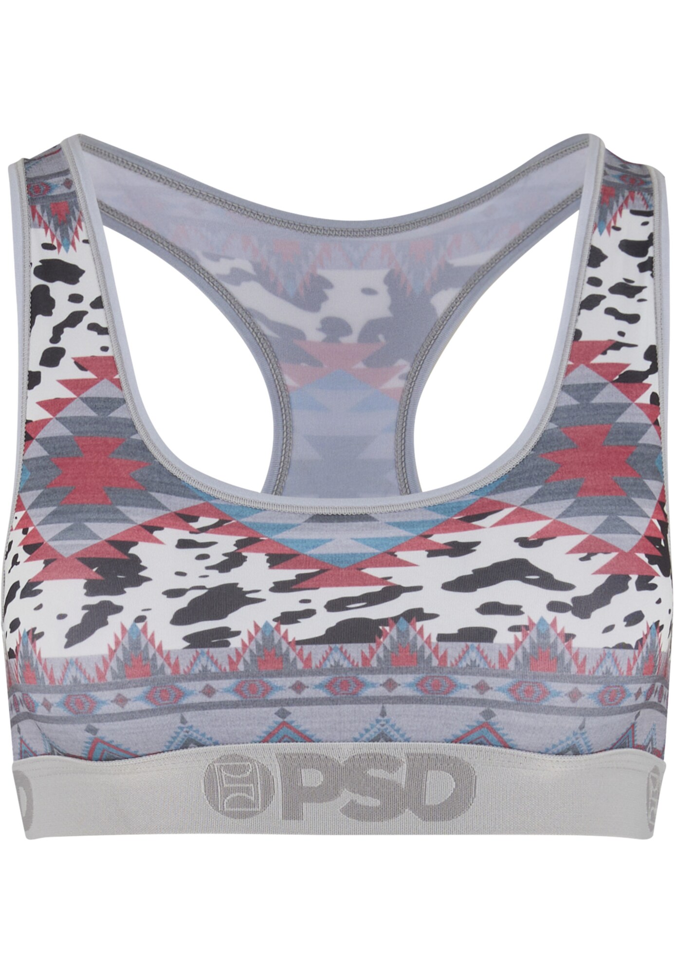 PSD Sujetador 'Cowboy Serape'  azul cian / gris / rojo pastel / blanco
