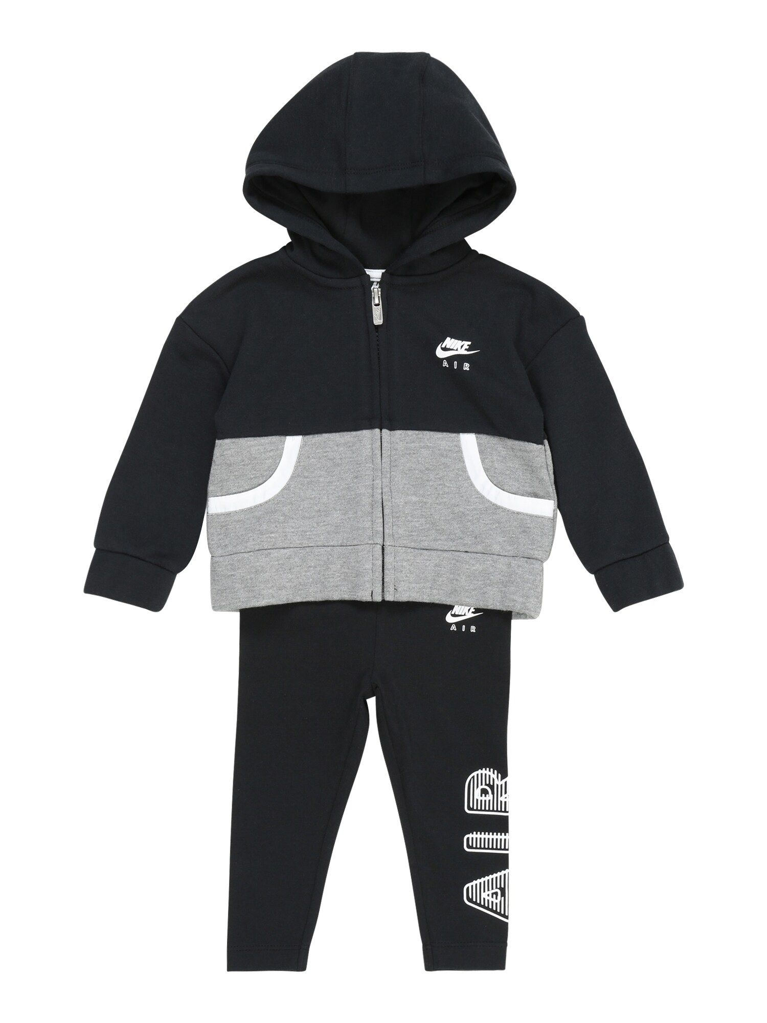 Nike Sportswear Laisvalaikio kostiumas  juoda / margai pilka