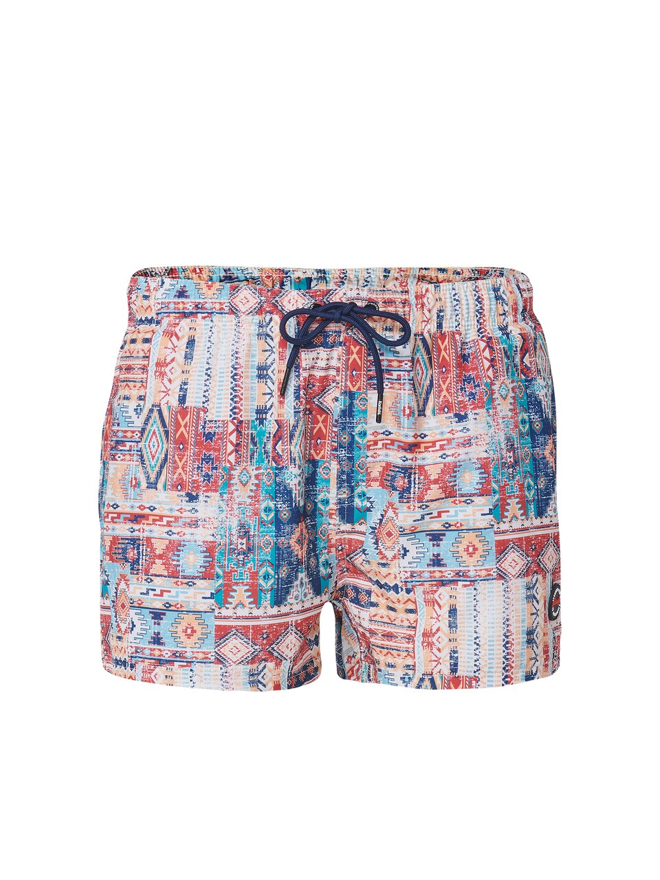 Badshorts ljusblå / aprikos / röd