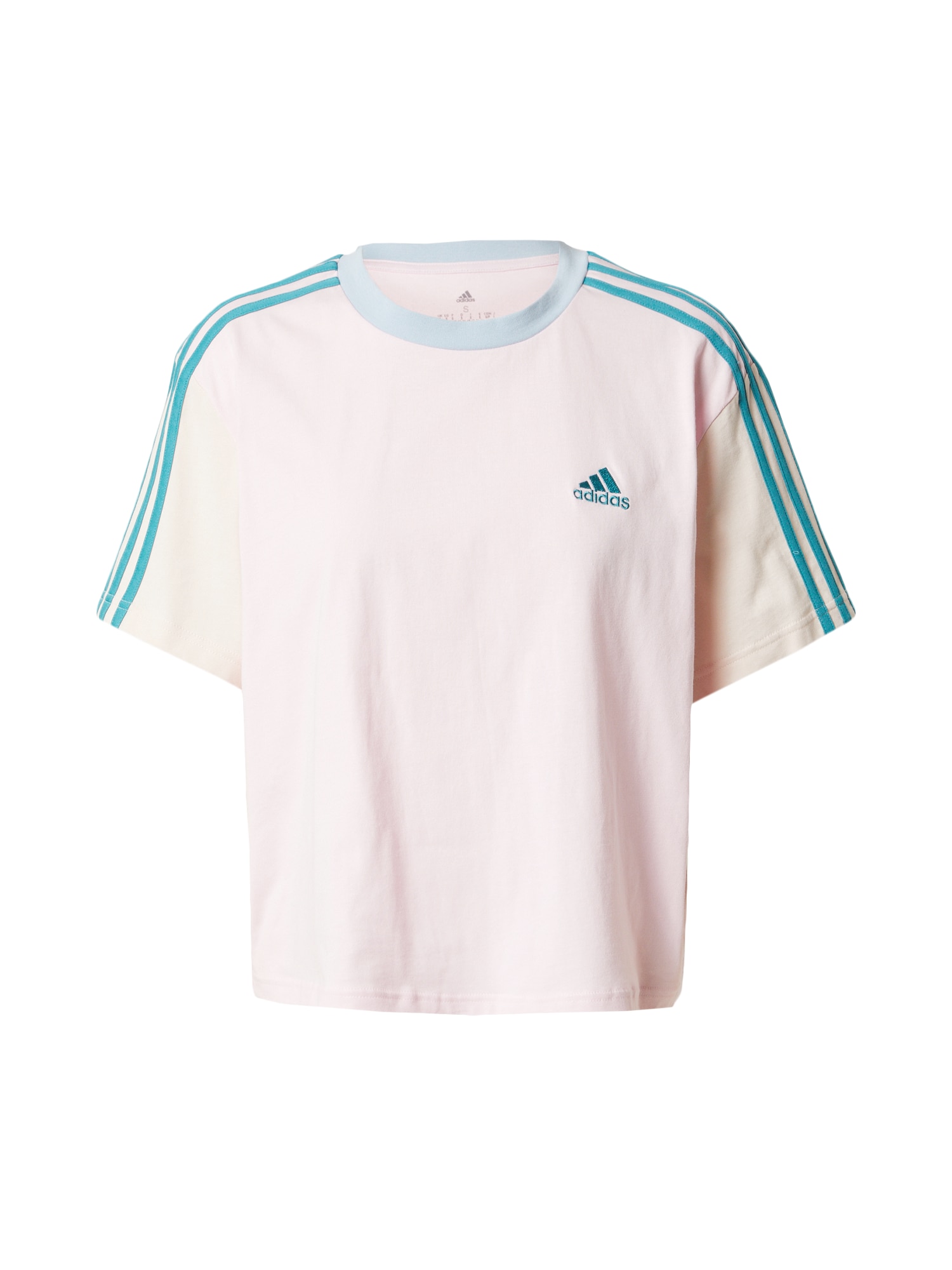 ADIDAS SPORTSWEAR Функционална тениска 'Essentials 3-Stripes '  пастелно синьо / бледорозово
