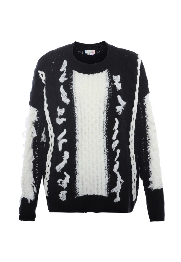 ebeeza Pullover Damen Größe XS/S schwarz / weiß