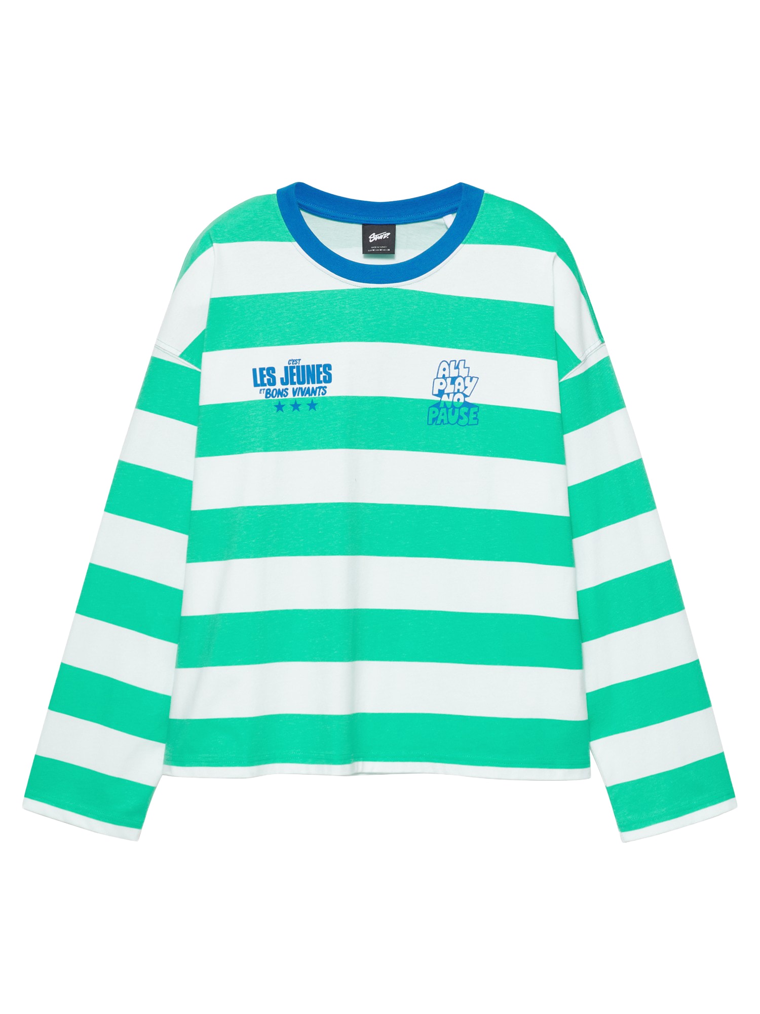 Pull&Bear Tricou STWD safir / verde mentă / alb