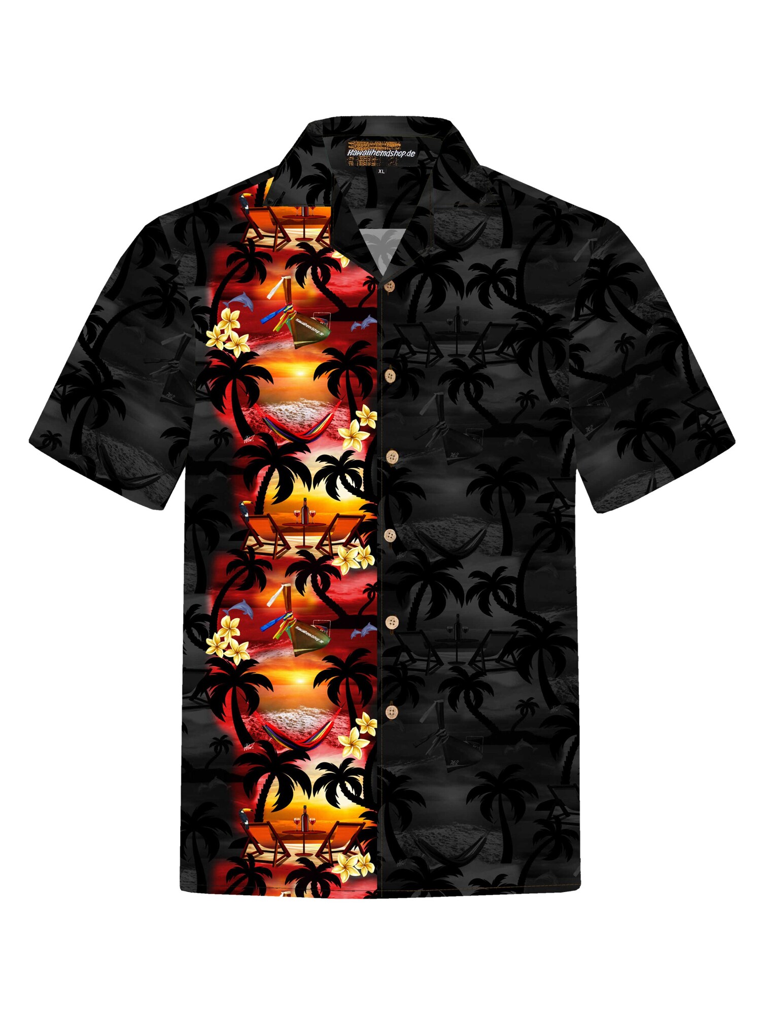 Hawaiihemdshop.de Camisa 'Hawaiihemd Paradise Night'  negro