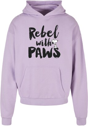 Merchcode Sweatshirt ‘Peanuts – Rebel With Paws’ Lila / Zwart / Wit