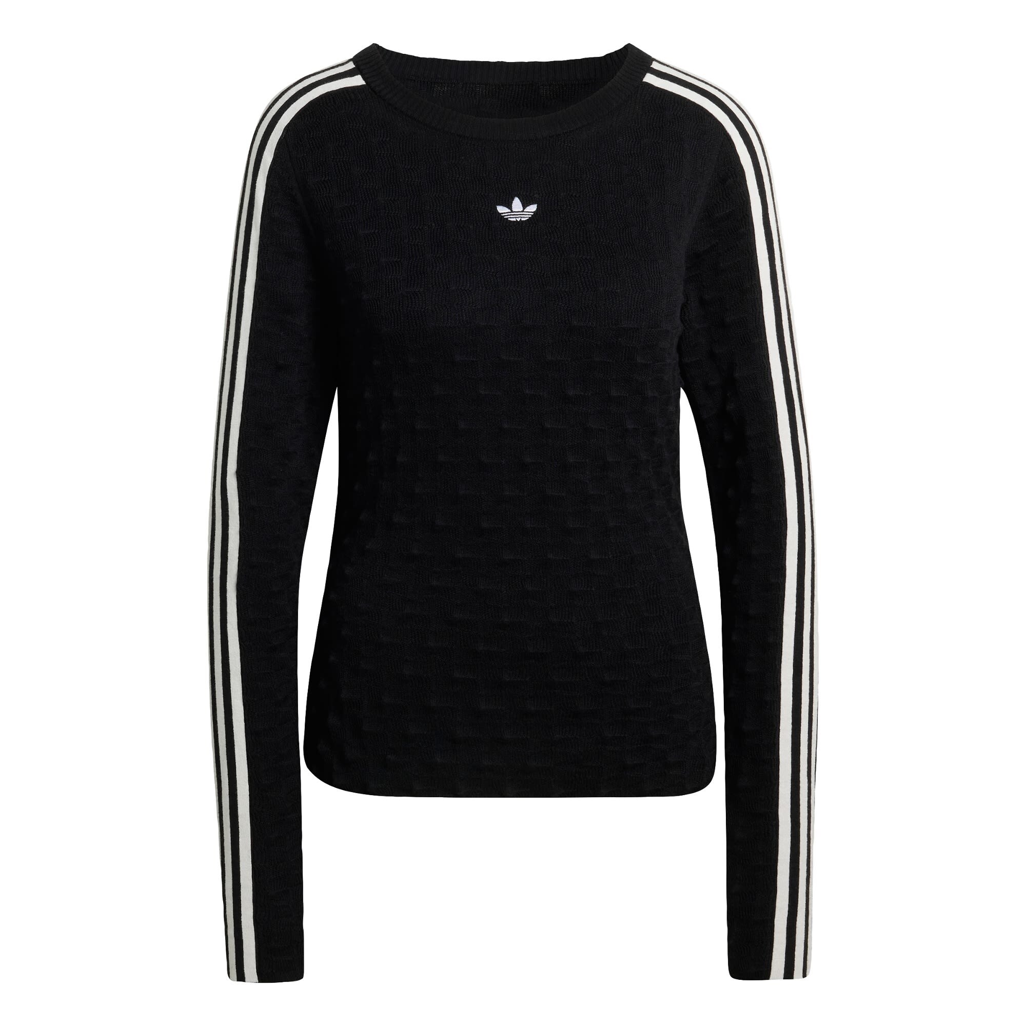 ADIDAS ORIGINALS Pulover SLIM SOLID SPIKE KNIT  negru / alb