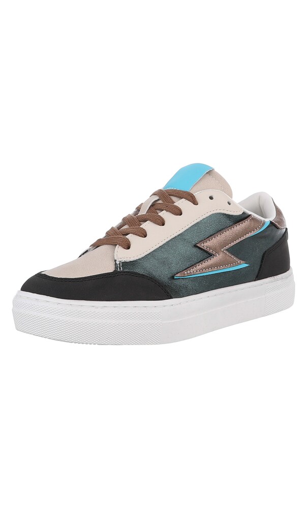 Ital-Design Sneaker Damen Größe 36 beige / blau / braun / schwarz