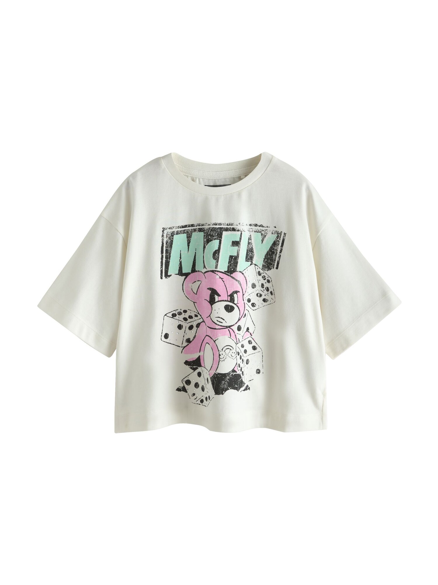 Next Tricou McFly verde mentă / roz pal / negru / alb