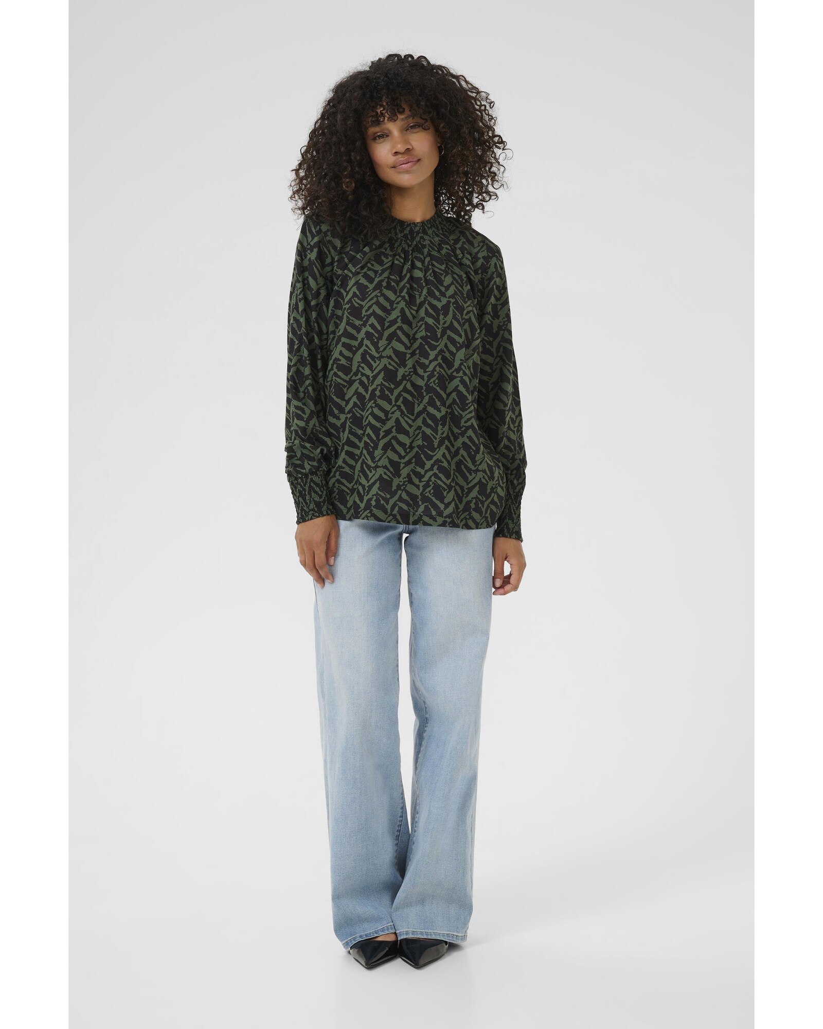 Kaffe Blusa 'Dina'  verde oscuro / negro