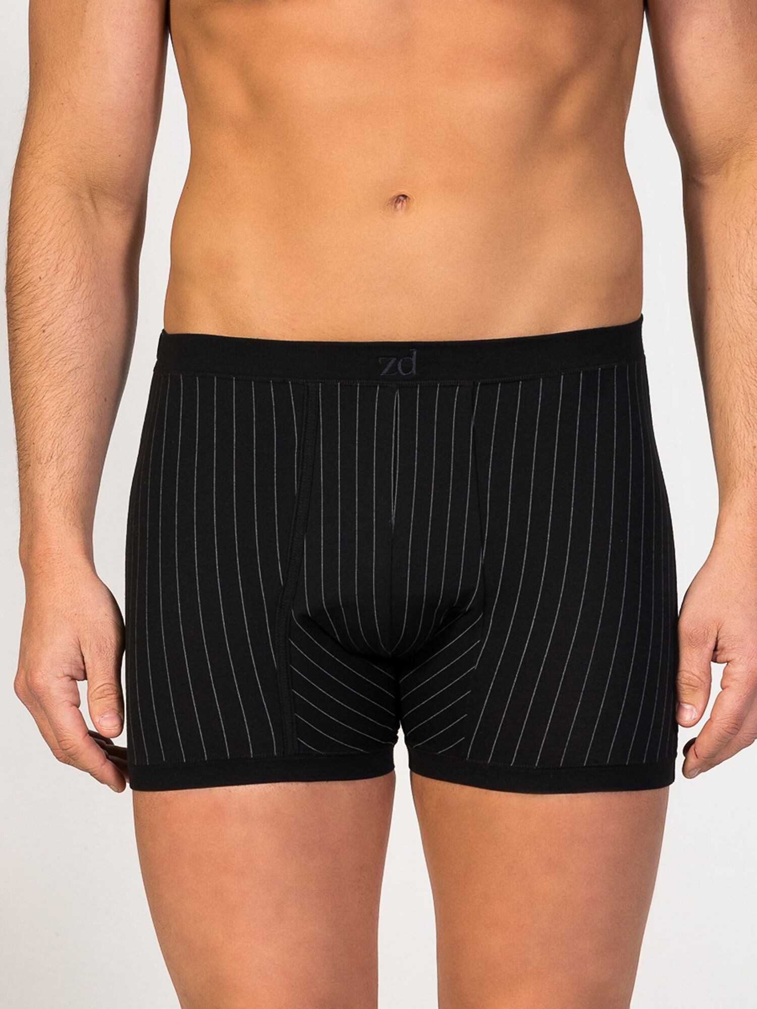 zd ZERO DEFECTS Calzoncillo boxer 'Helios prinstriped Egyptian cotton'  negro