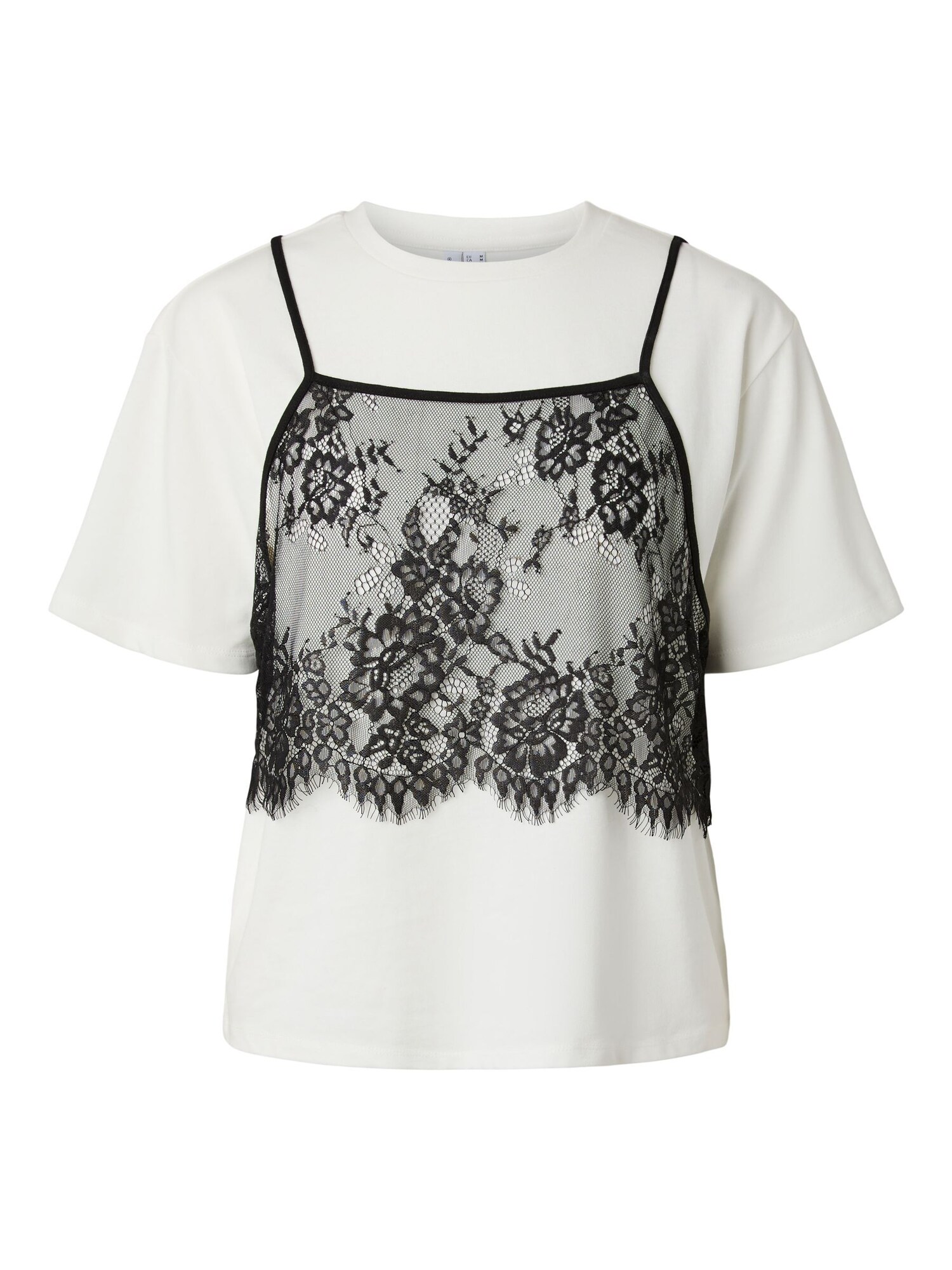 PIECES Camiseta 'PCFnug'  negro / blanco