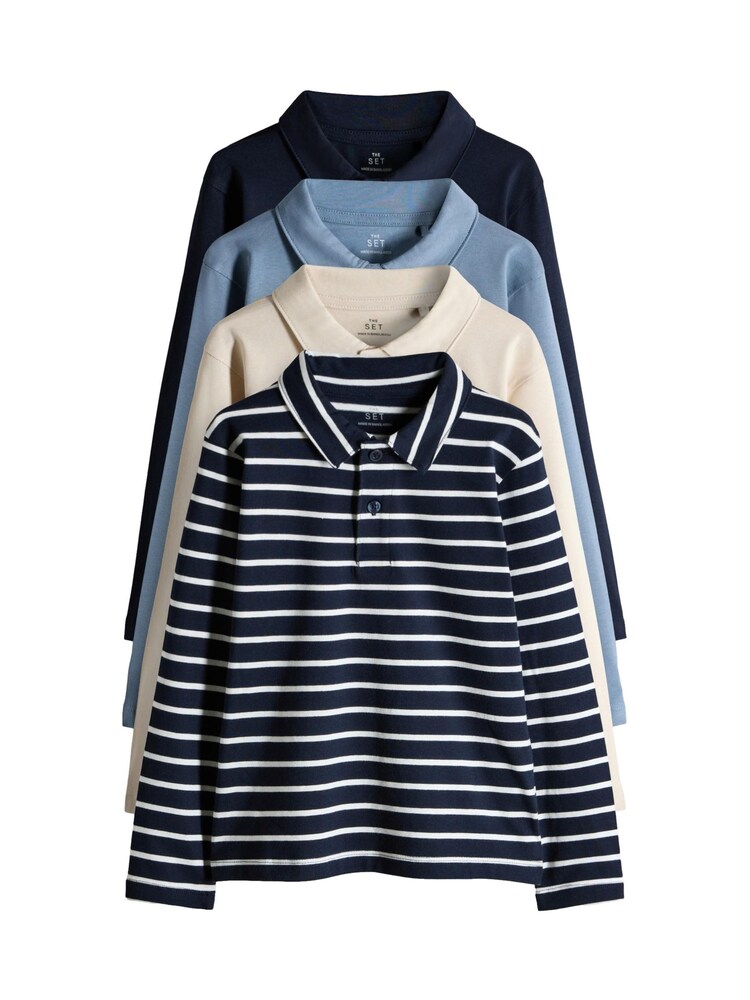 The Set Poloshirt Jungen Größe 116 beige / blau / marine / weiß
