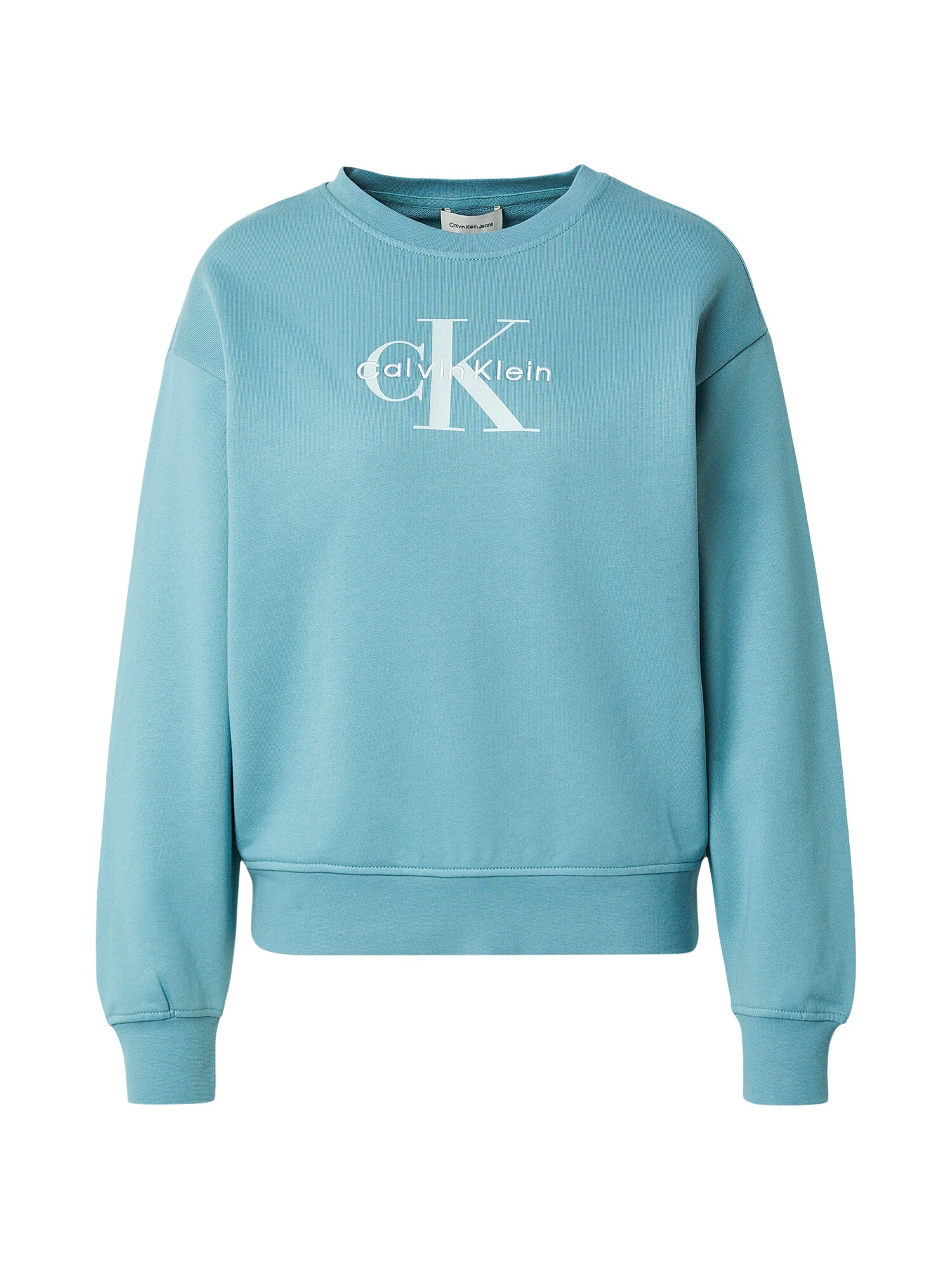 Calvin Klein Jeans Bluză de molton  turcoaz / gri deschis