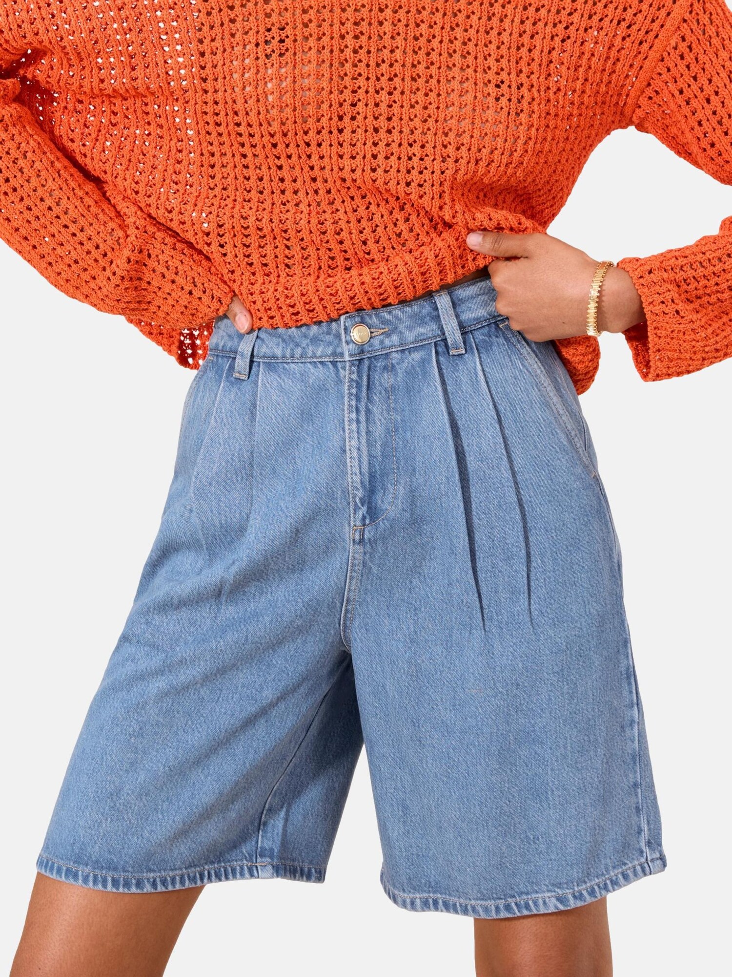 Lipsy Pantalón vaquero plisado  azul denim