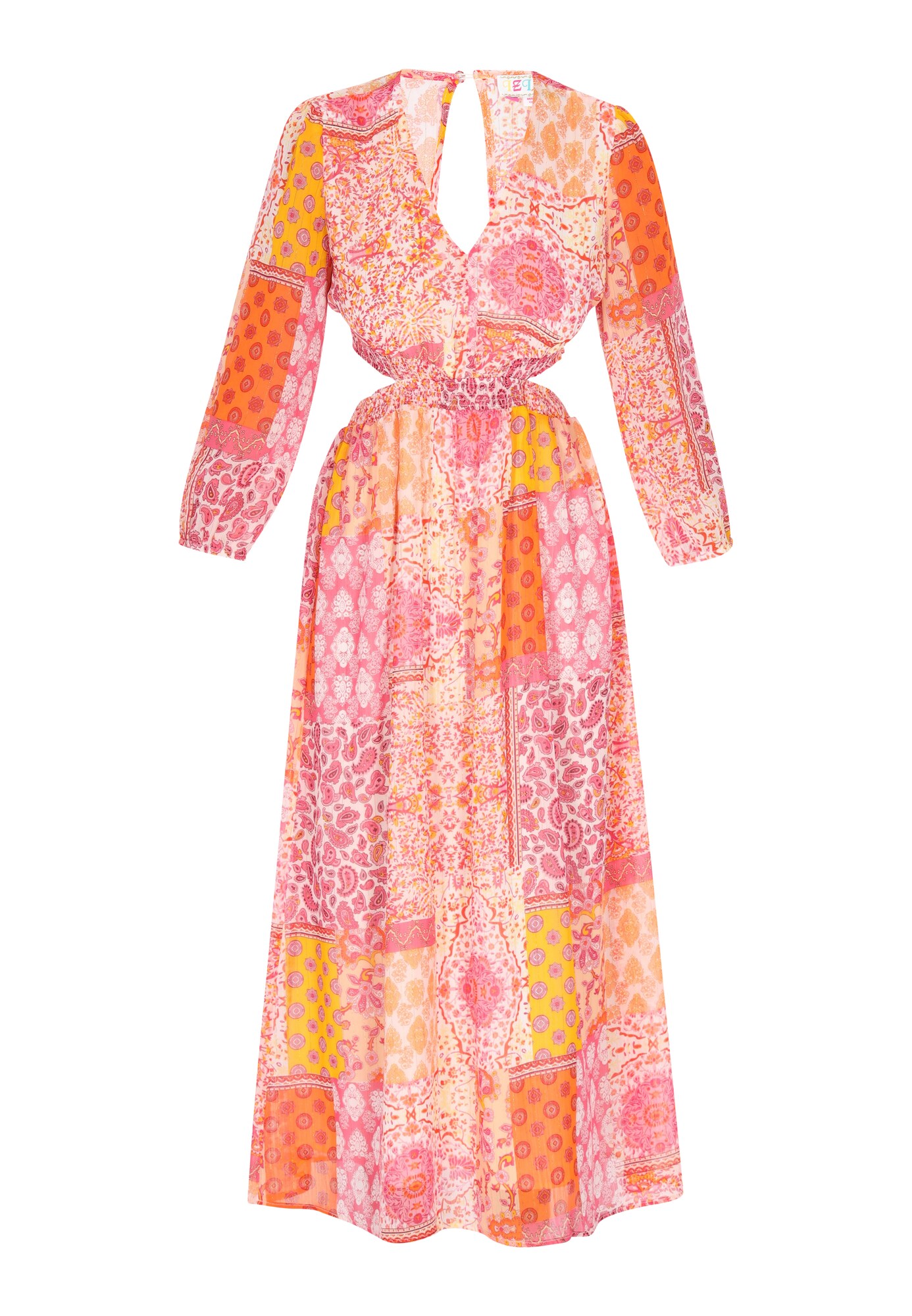IZIA Vestido 'Boho'  curry / naranja / rosa / blanco